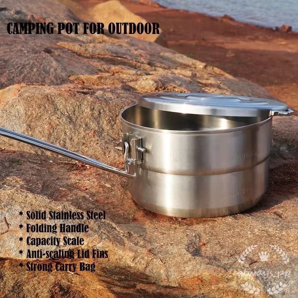 Olla de Cocina al Aire Libre PWPAM 1.5L Acero Inoxidable