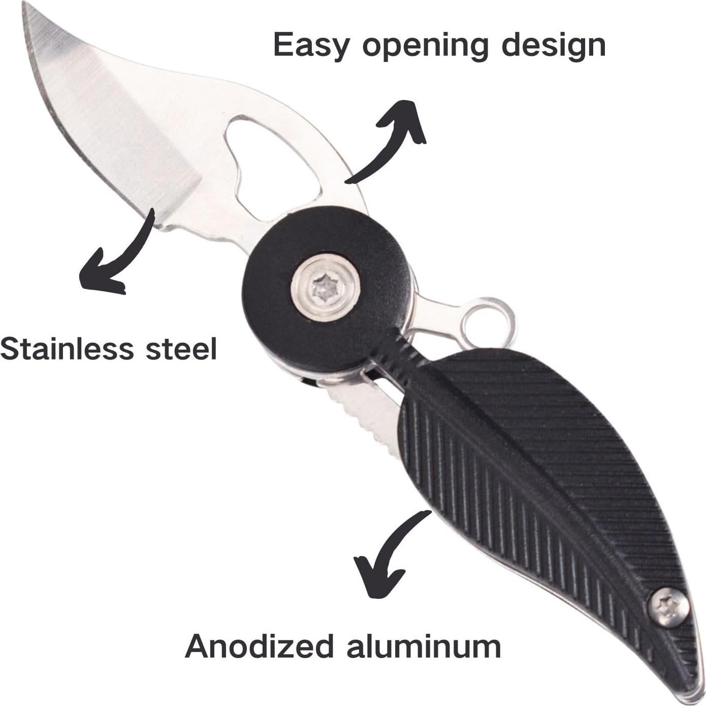 Cuchillo de bolsillo mini CHJIANAO negro, acero inoxidable, 9.7 cm