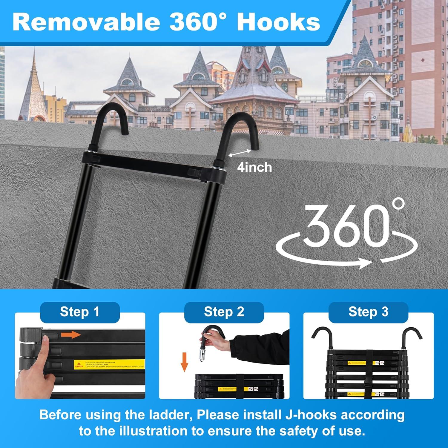 Escalera Telescópica Wolec 3.81 m Aluminio con Ruedas