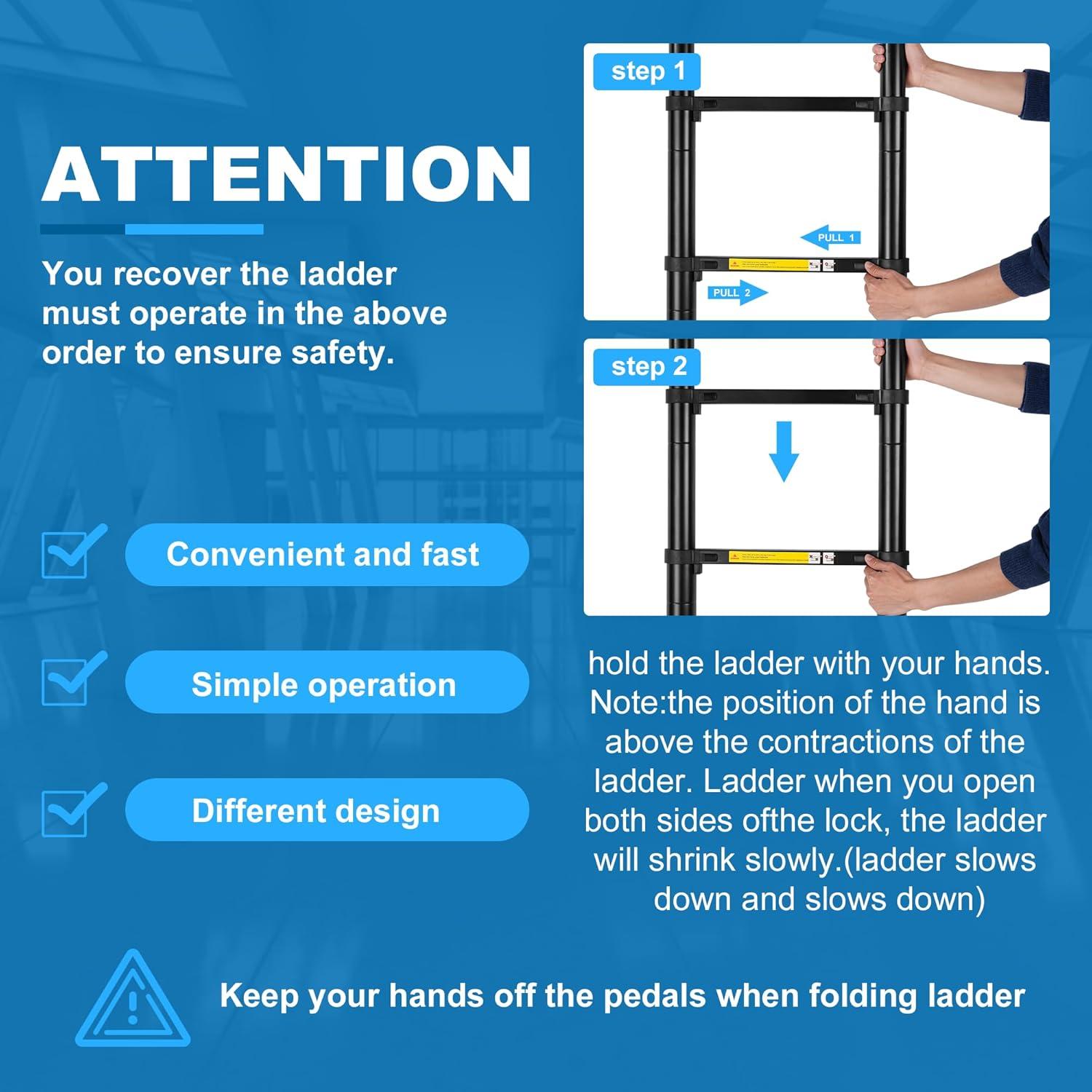 Escalera Telescópica Wolec 3.81 m Aluminio con Ruedas