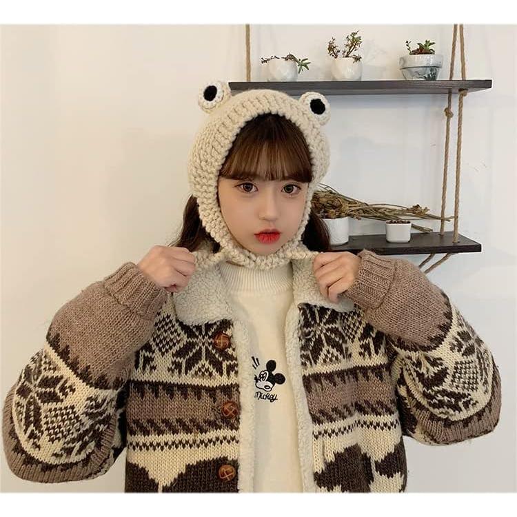 Gorro de Rana Tejido a Mano ANKOMINA para Niños y Adultos