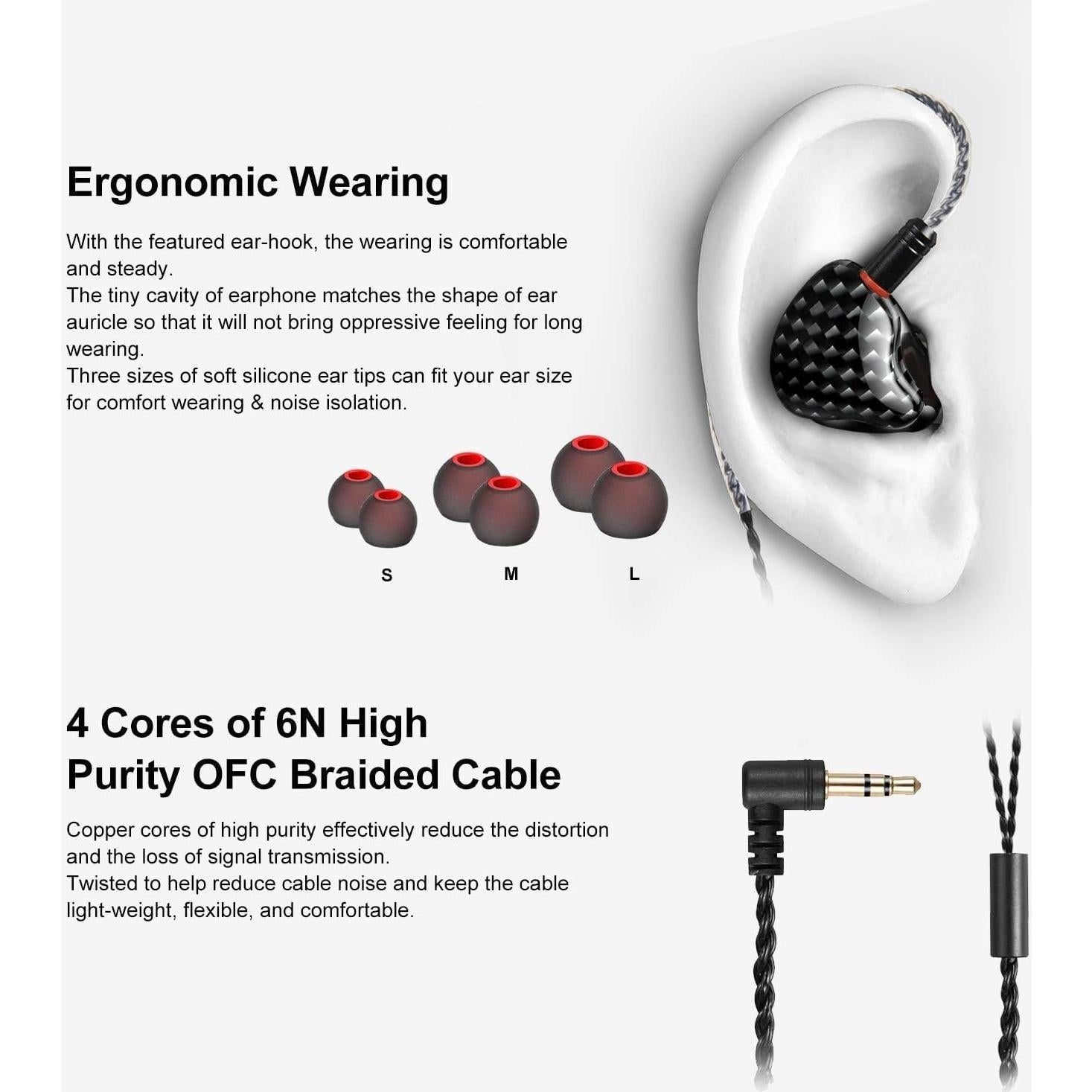 Auriculares In-Ear FAMATE A09T con Cable Desmontable y Aislamiento de Ruido