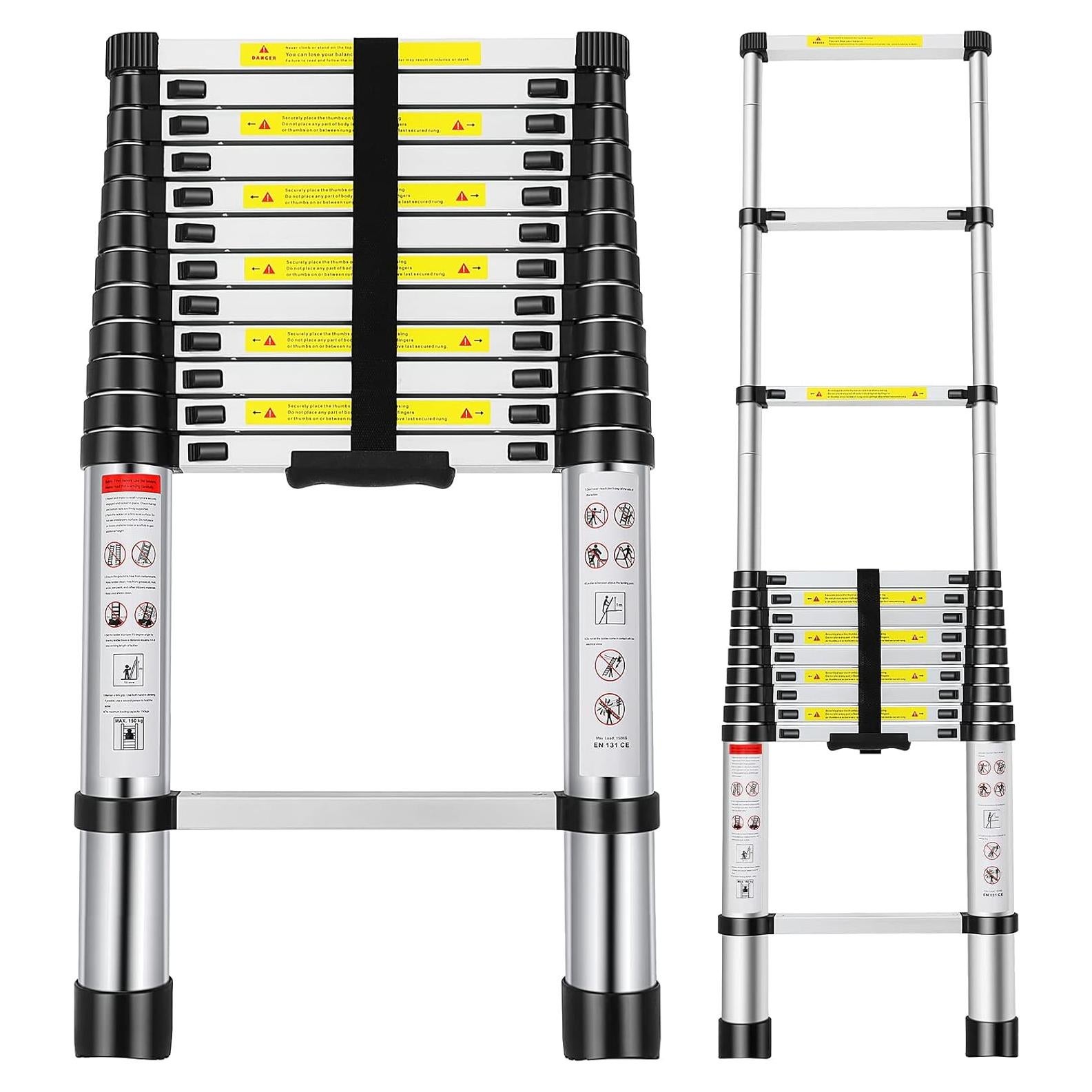 Escalera Telescópica FAHKNS 3.81m Aluminio 330kg Plegable