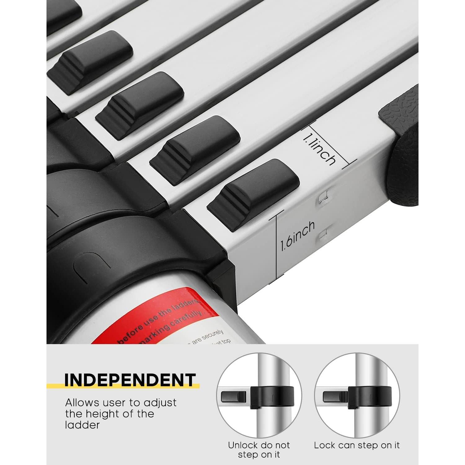 Escalera Telescópica FAHKNS 3.81m Aluminio 330kg Plegable