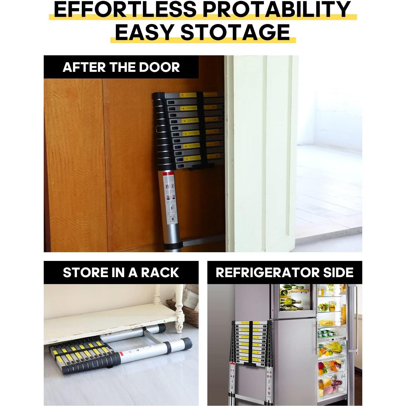 Escalera Telescópica FAHKNS 3.81m Aluminio 330kg Plegable