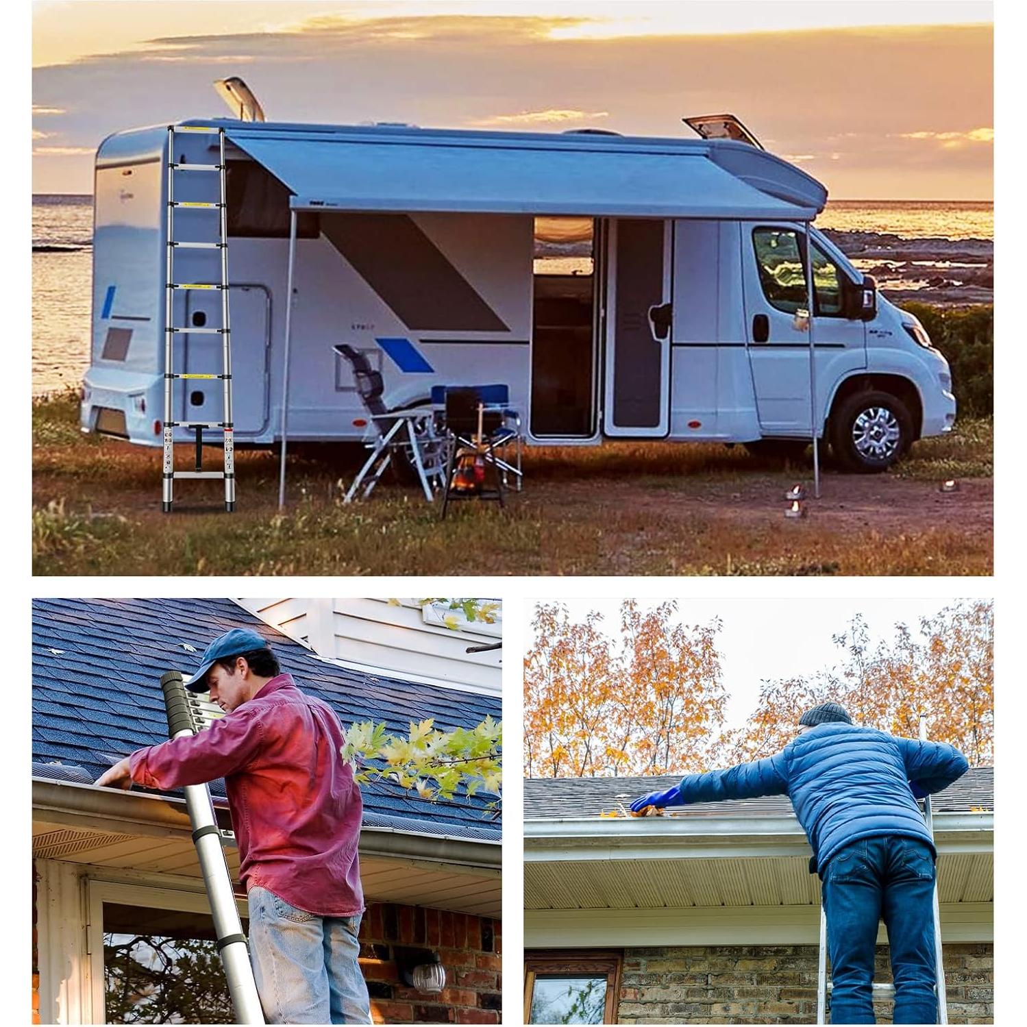 Escalera Telescópica FAHKNS 3.81m Aluminio 330kg Plegable