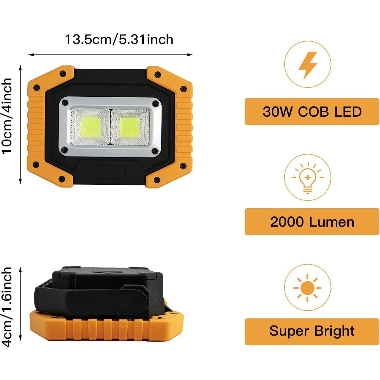 Luz de Trabajo LED Tekstap 30W 2000LM Recargable IP65