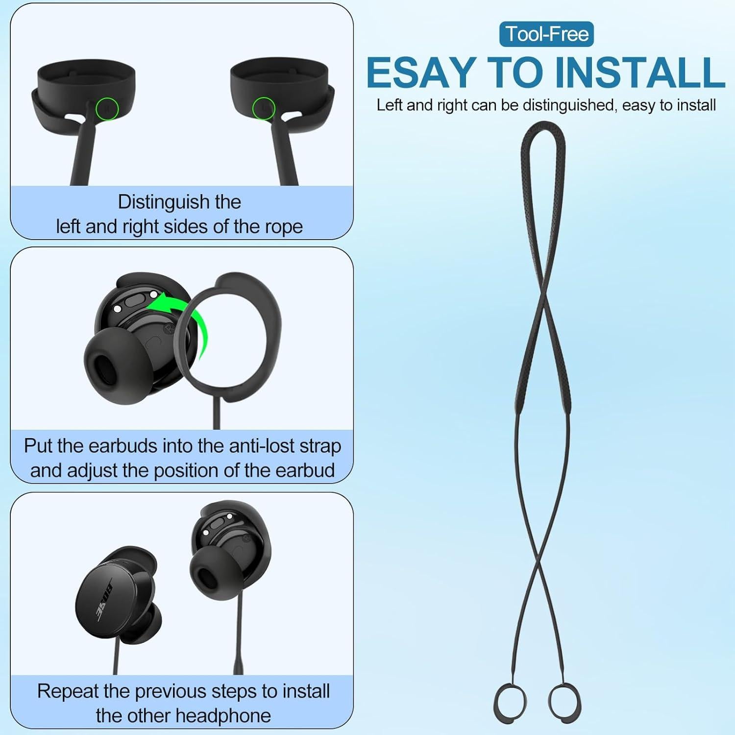 Correa Antipérdida PUCGUE para Bose QuietComfort Earbuds 2024