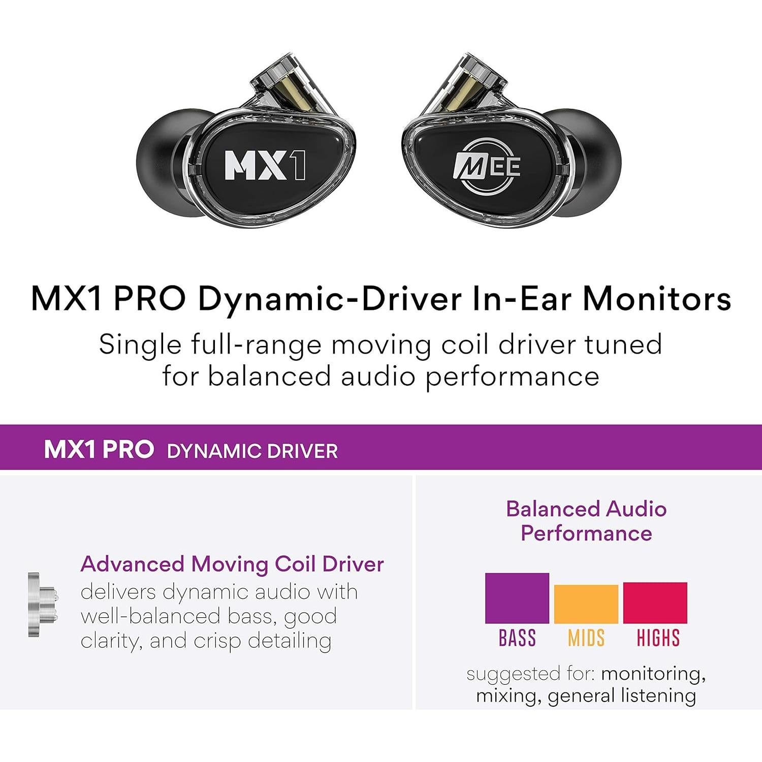 Auriculares In Ear MEE Audio MX1 PRO con Conductor Dinámico