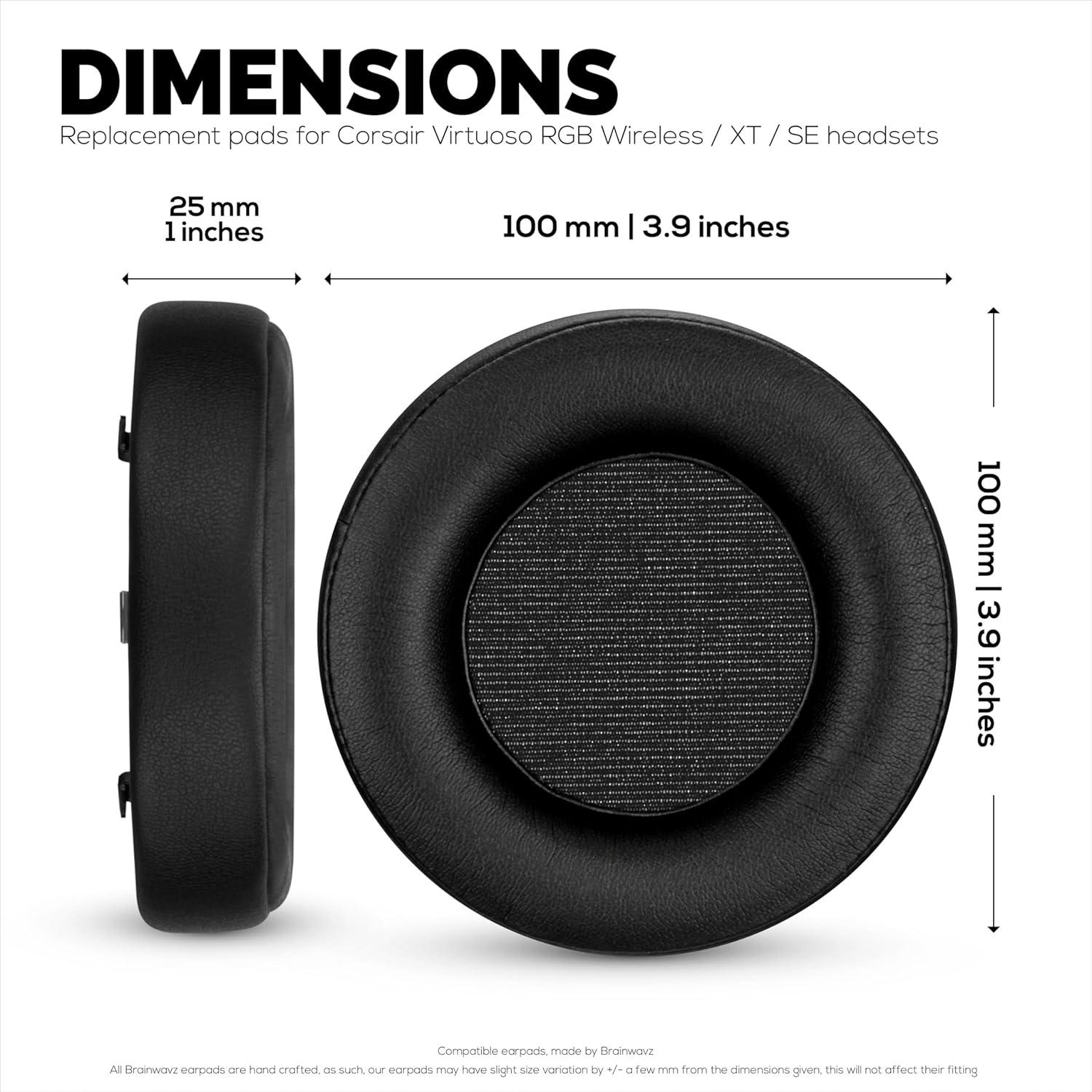 Almohadillas de Repuesto Brainwavz para Auriculares Corsair Virtuoso RGB - PU Cuero Suave