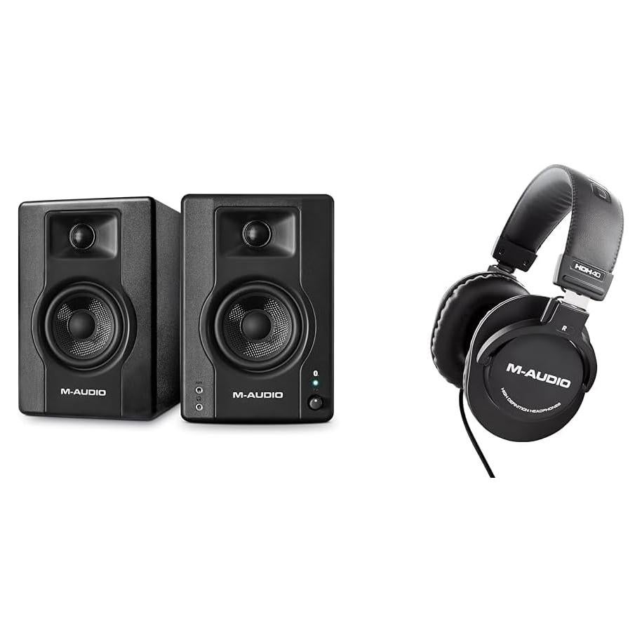 Monitores de Estudio M-Audio BX4BT 120W y Auriculares HDH40
