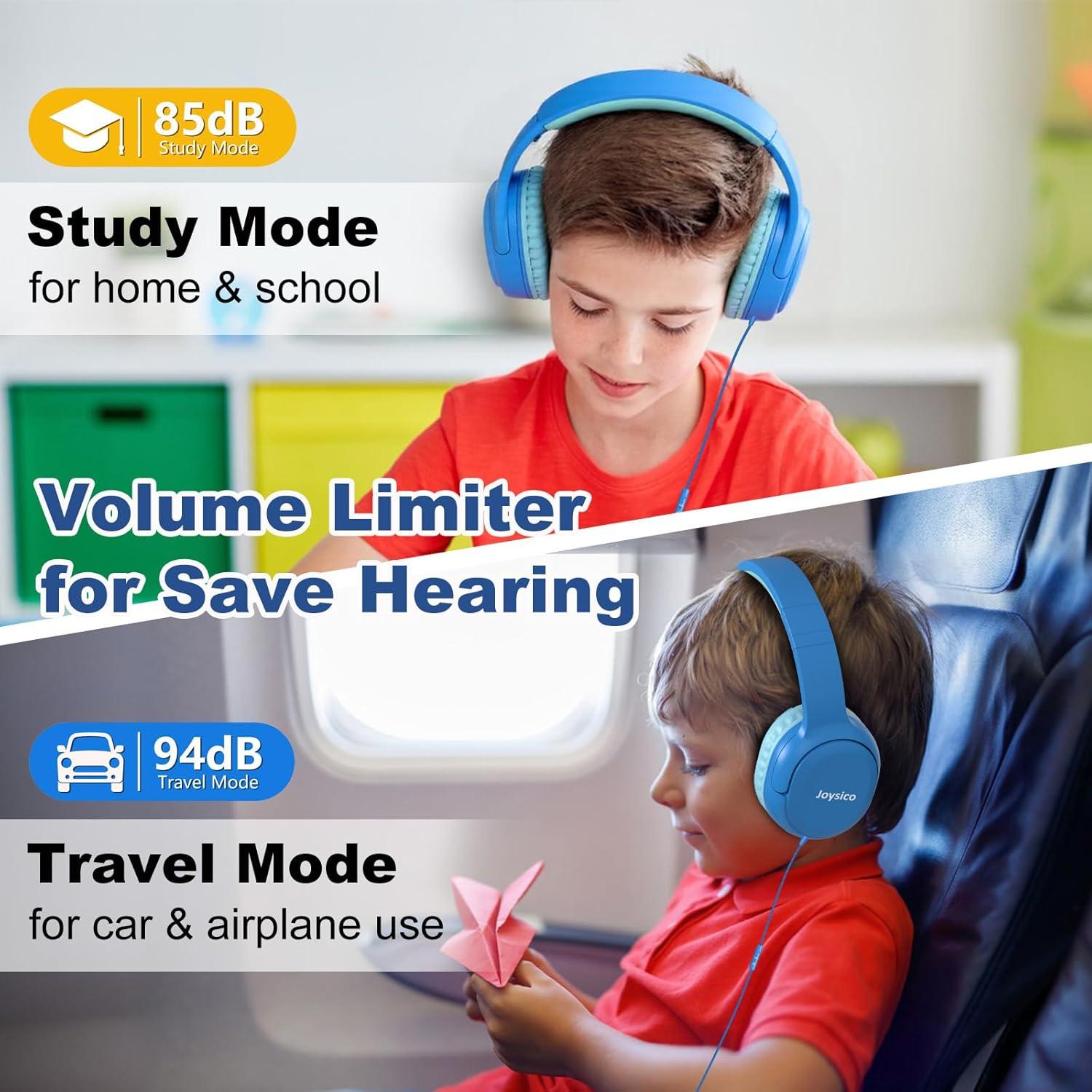 Auriculares Joysico YO1 para Niños con Micrófono Azul 85dB