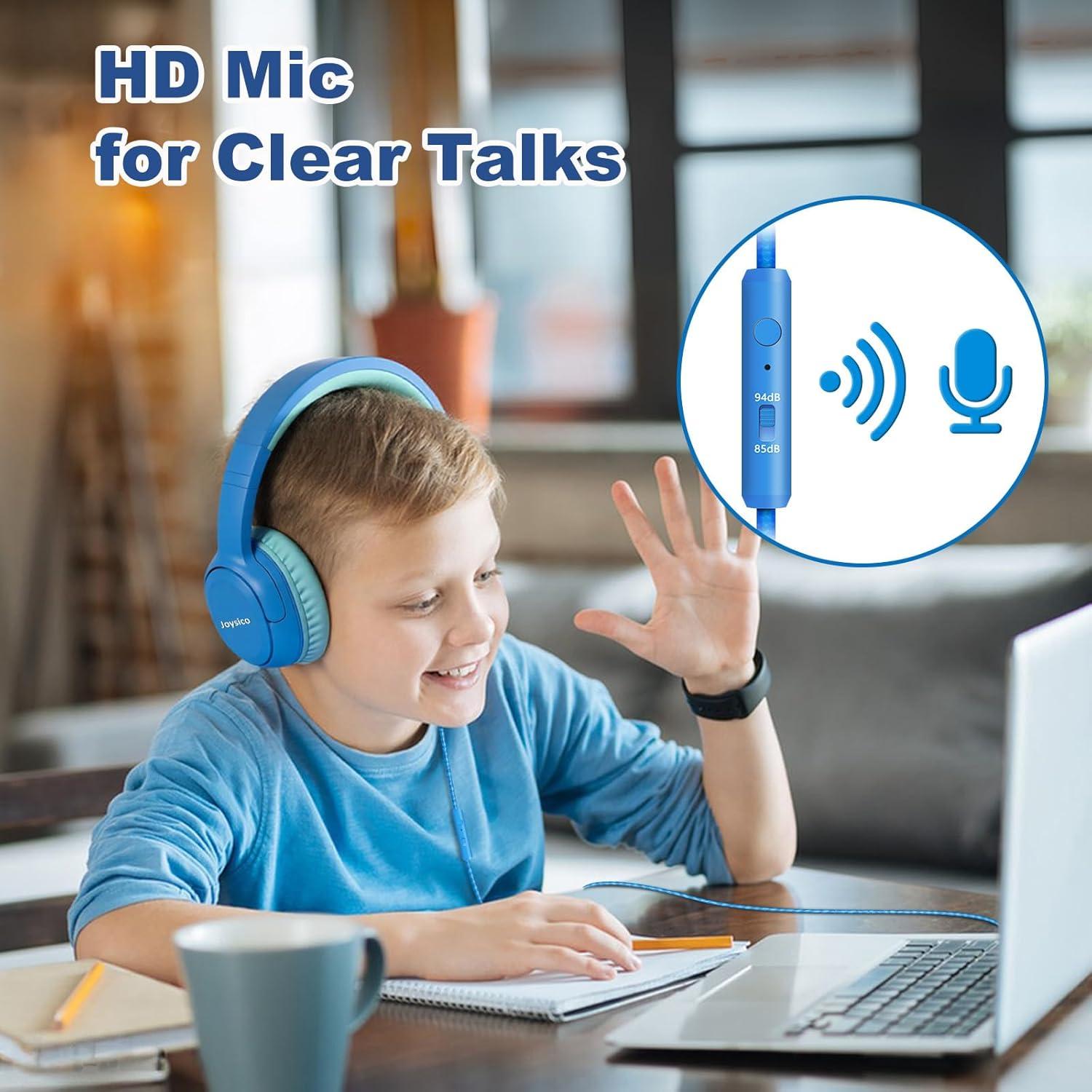Auriculares Joysico YO1 para Niños con Micrófono Azul 85dB