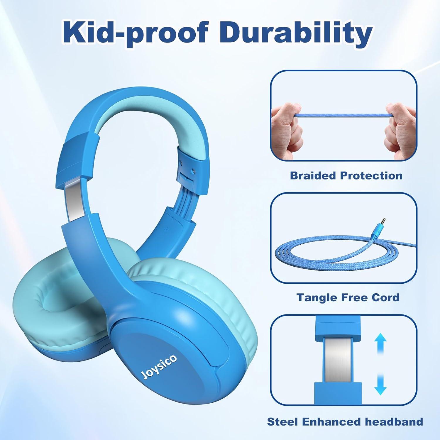 Auriculares Joysico YO1 para Niños con Micrófono Azul 85dB