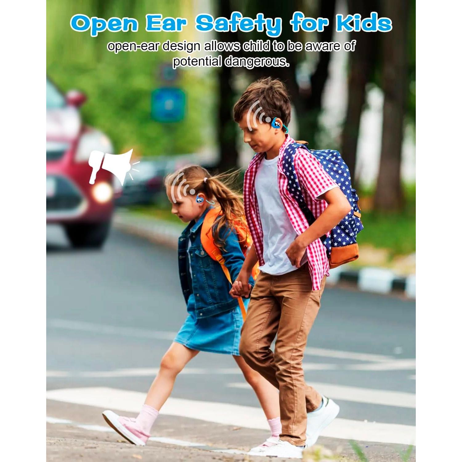 BANIGIPA Kids Headphones, Open Ear Headphones, Wireless Bluetooth 5.4 Headset w/Mic for Calling Studying Traveling, 13g Ultra-Light Comfort, 85dB Healthy Volume Control Protect Hearing, 10H Playtime