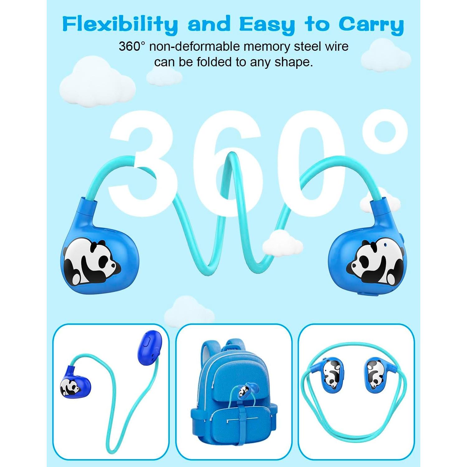BANIGIPA Kids Headphones, Open Ear Headphones, Wireless Bluetooth 5.4 Headset w/Mic for Calling Studying Traveling, 13g Ultra-Light Comfort, 85dB Healthy Volume Control Protect Hearing, 10H Playtime