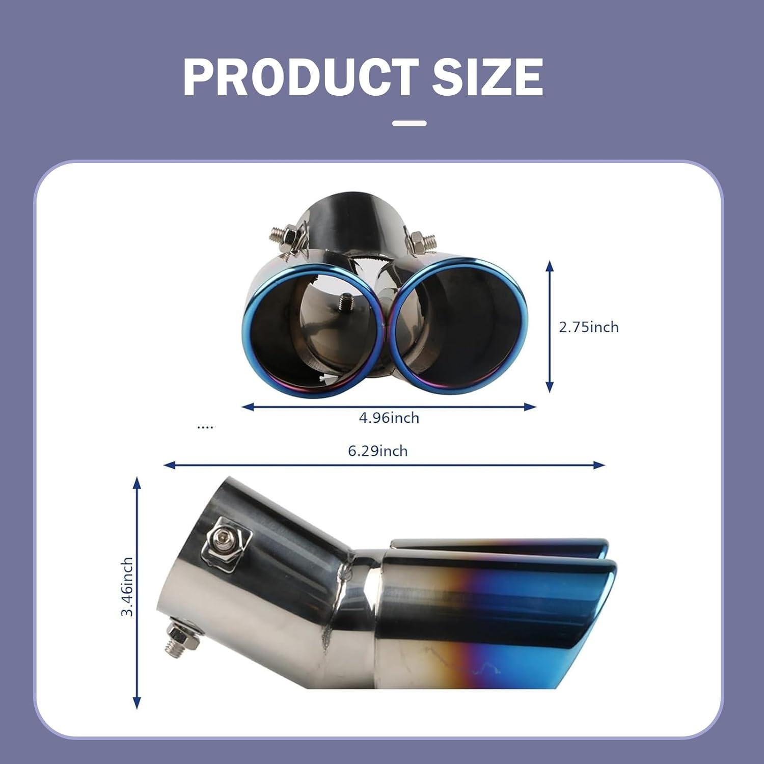 Punta de Escape Doble Arwrilt 6.35 cm Acero Inoxidable Azul