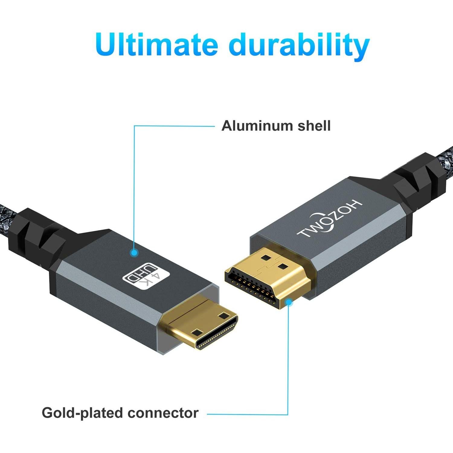 Cable Mini HDMI a HDMI Twozoh 0.3M Alta Velocidad 4K 60Hz