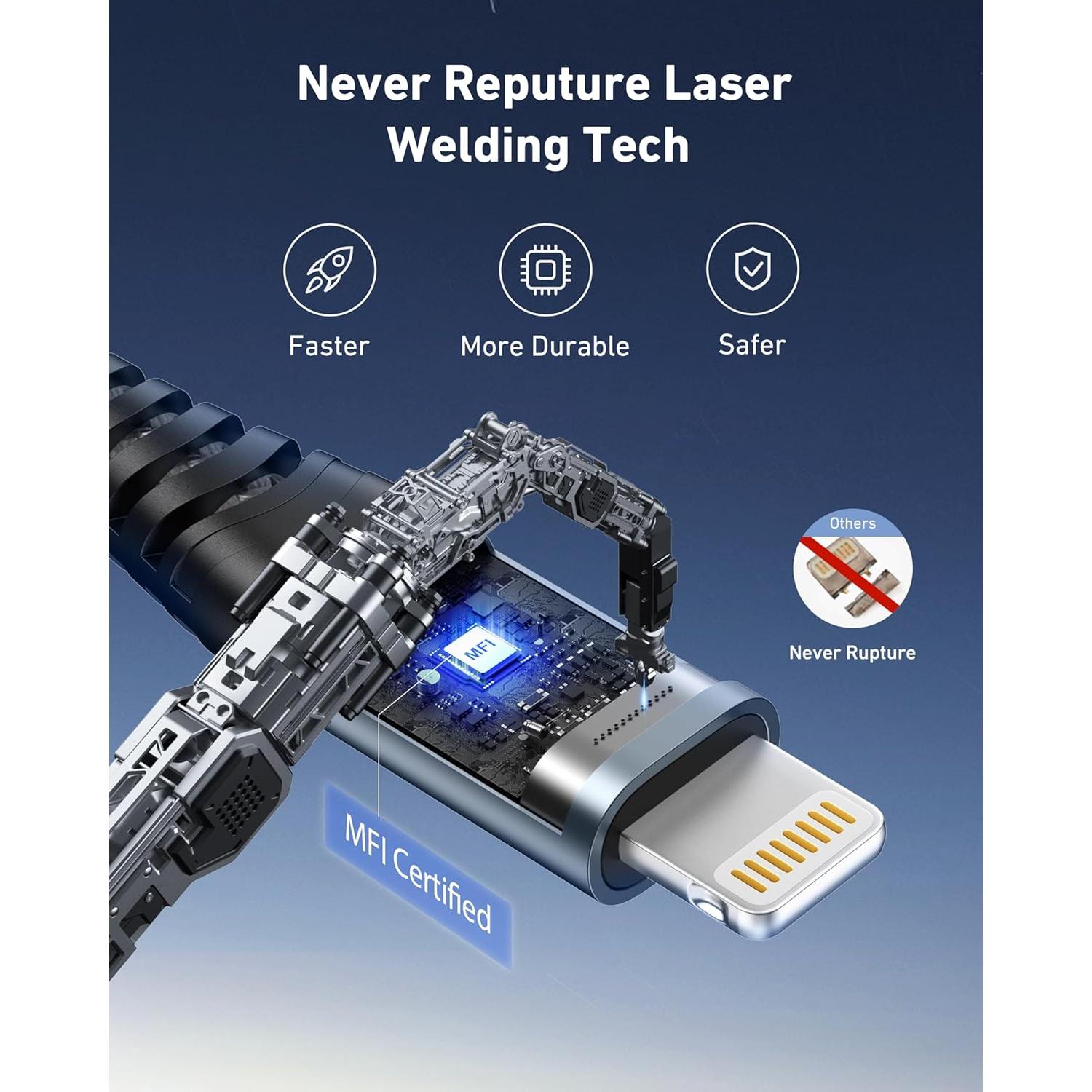 Cable USB-C a Lightning ohbox 1FT 2Pack MFi Carga Rápida