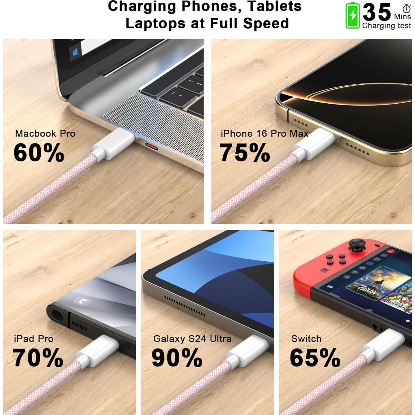 Cable de carga USB C a C 3M Kassdin 60W para iPhone 17/16/15