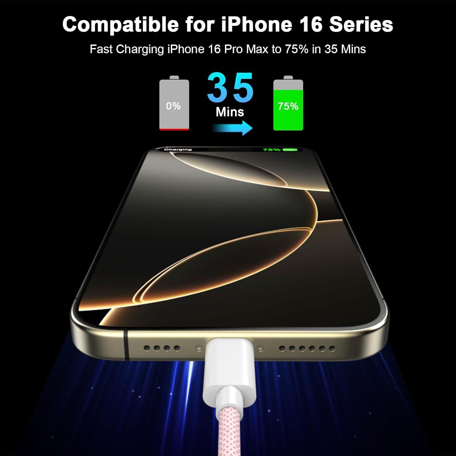 Cable de carga USB C a C 3M Kassdin 60W para iPhone 17/16/15