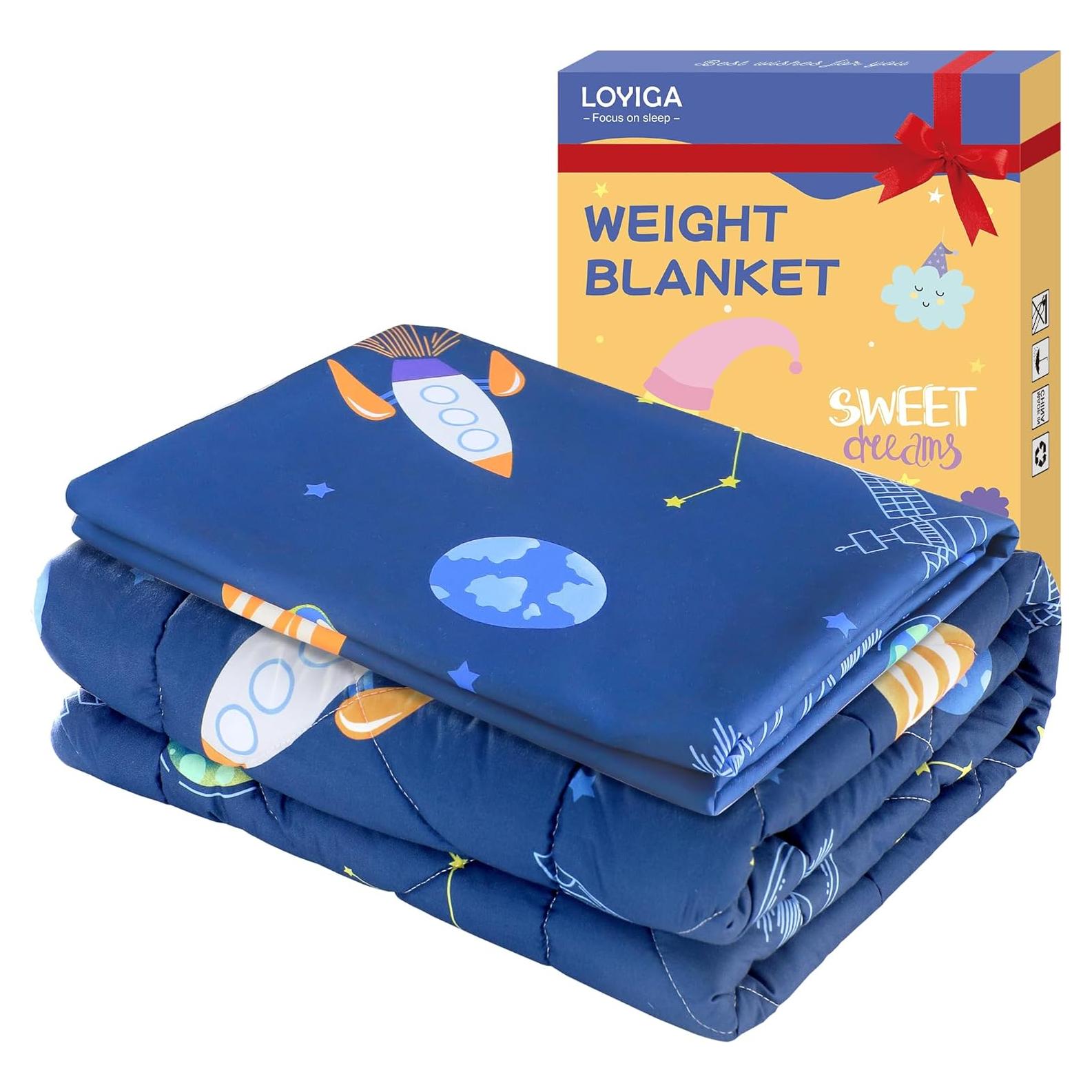 Manta con peso LOYIGA 1.36kg 121.92x91.44cm Azul Reversible