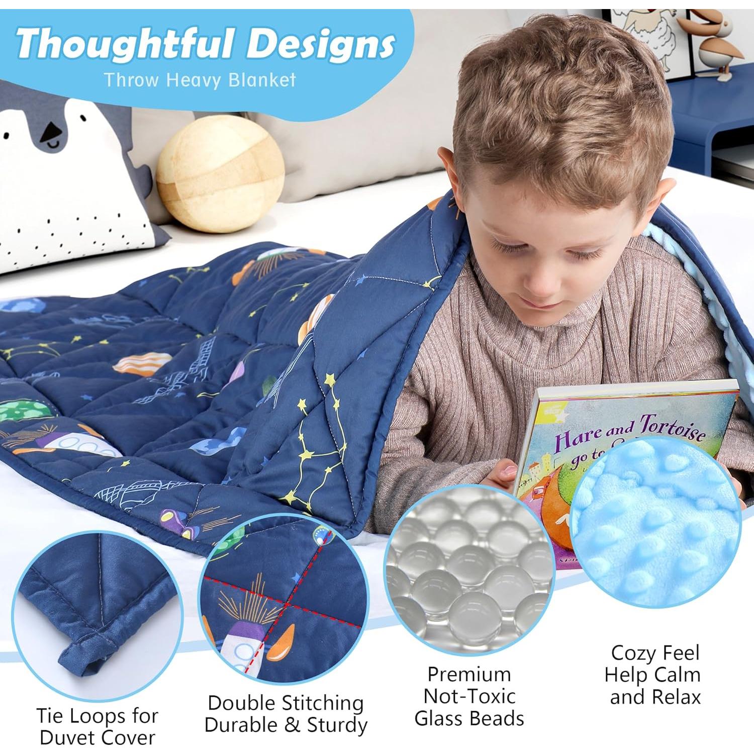 Manta con peso LOYIGA 1.36kg 121.92x91.44cm Azul Reversible