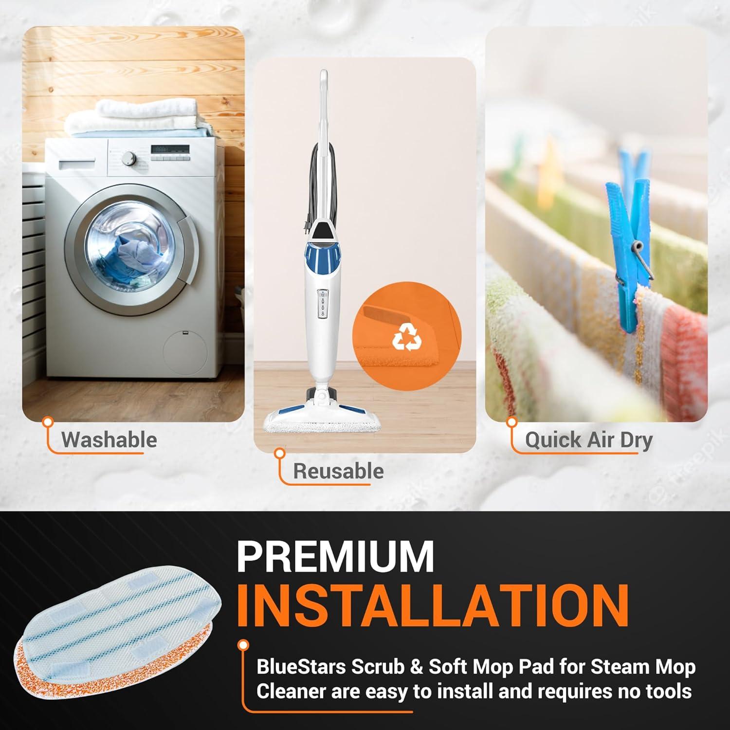 Paquete de 8 Almohadillas de Reemplazo BlueStars para Mopa PurSteam