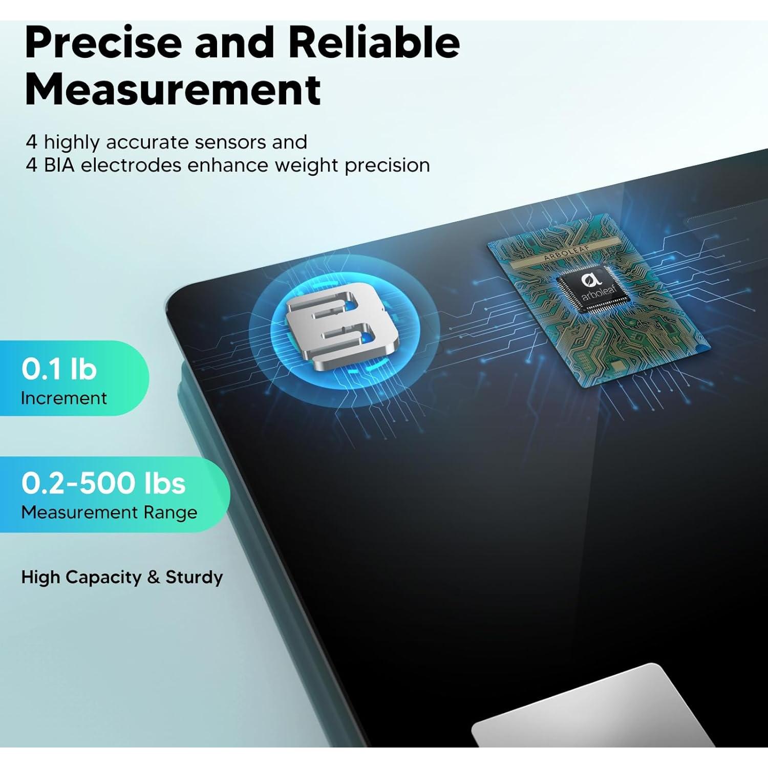 Báscula Inteligente Arboleaf CS20W con 14 Métricas, Pantalla LED