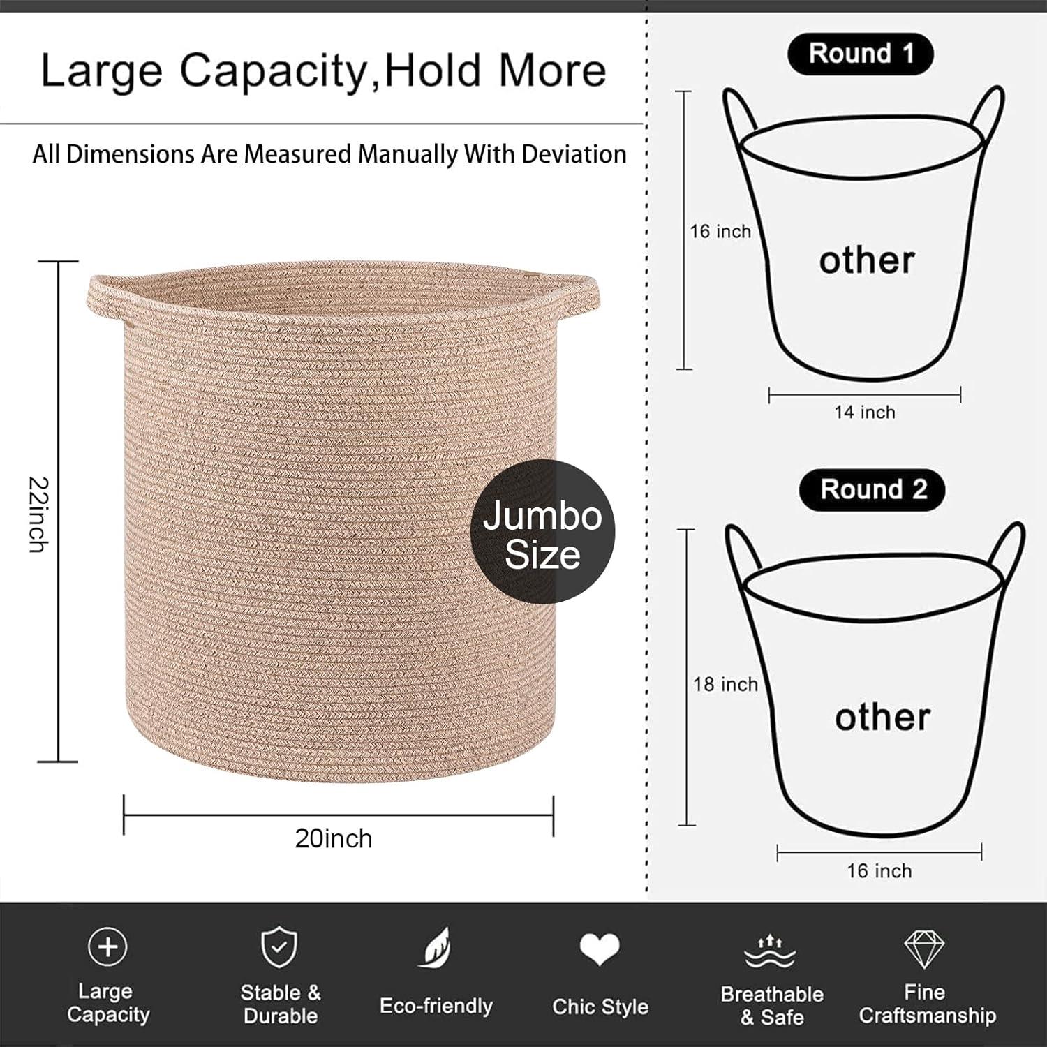 Cesta de Ropa OIAHOMY 80L Algodón Marrón Plegable 50.8x45.7cm