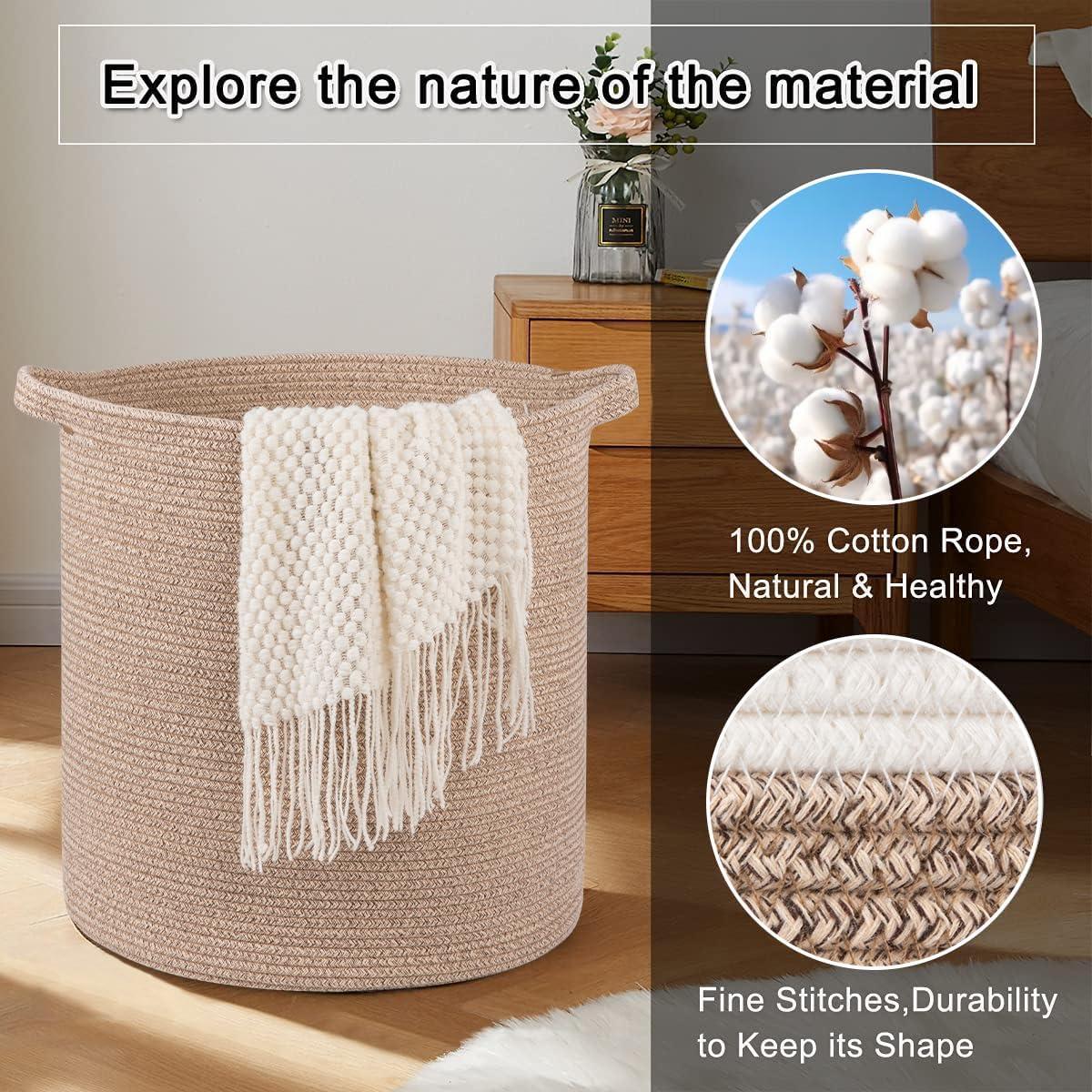 Cesta de Ropa OIAHOMY 80L Algodón Marrón Plegable 50.8x45.7cm