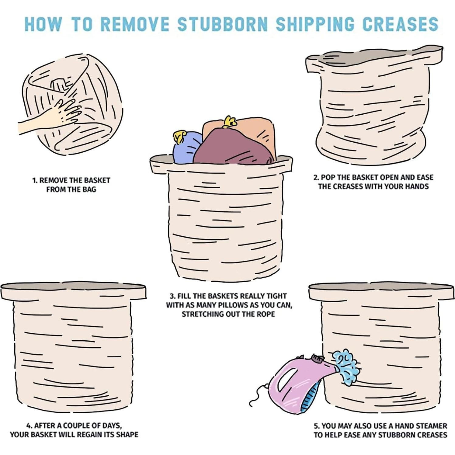 Cesta de Ropa OIAHOMY 80L Algodón Marrón Plegable 50.8x45.7cm