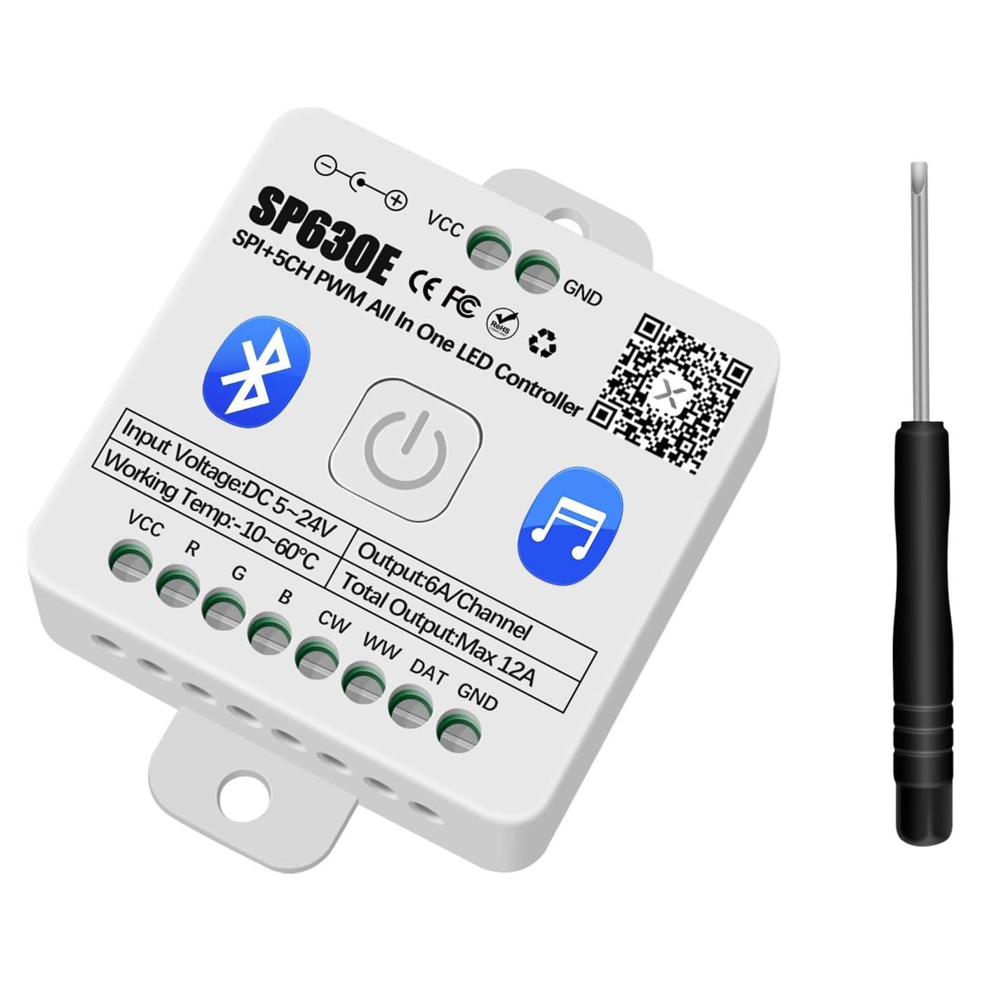 Controlador LED Bluetooth RGBZONE SP630E 5V/12V/24V PWM