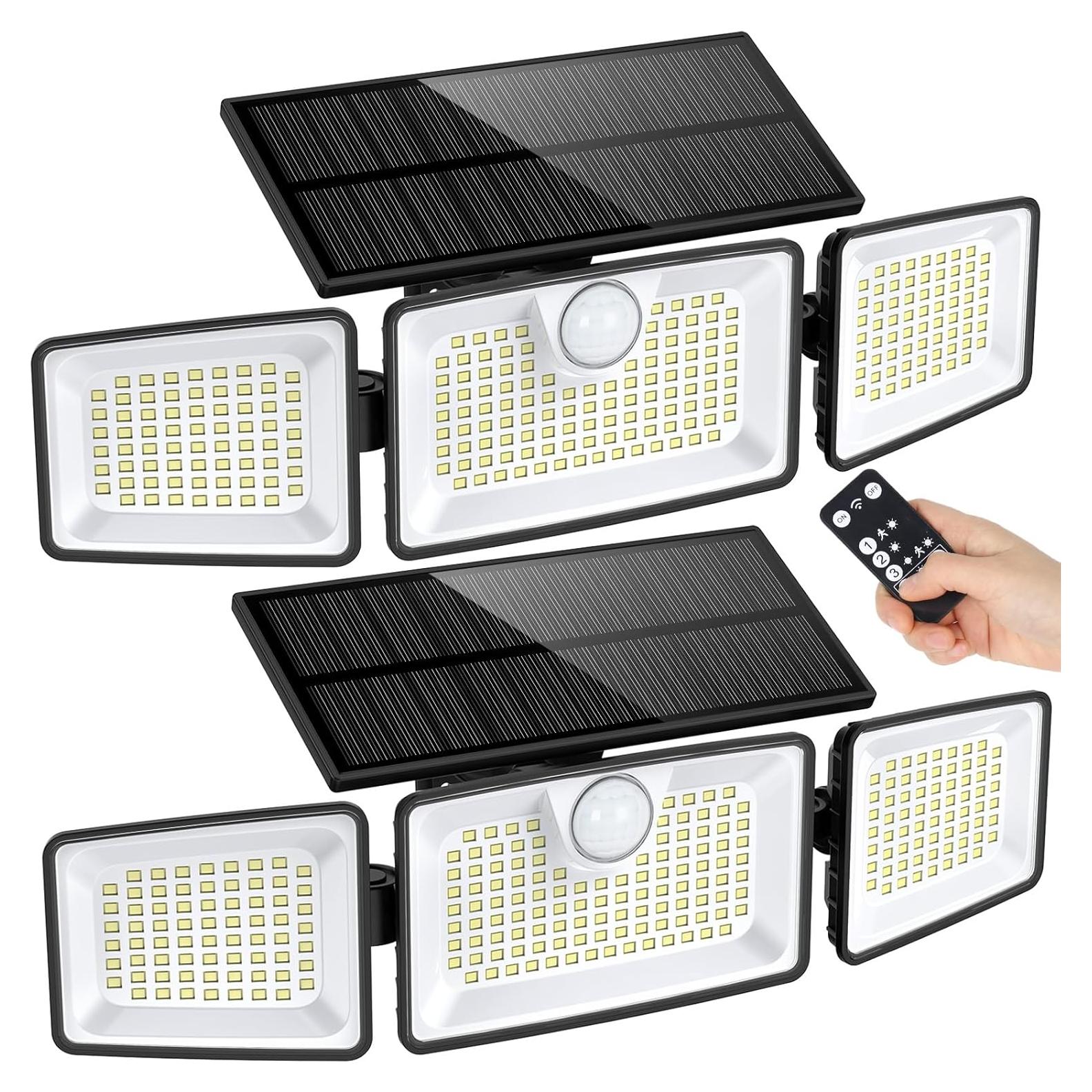 Luces Solares Exteriores Daphino 2500LM 252LEDs 3 Cabezas