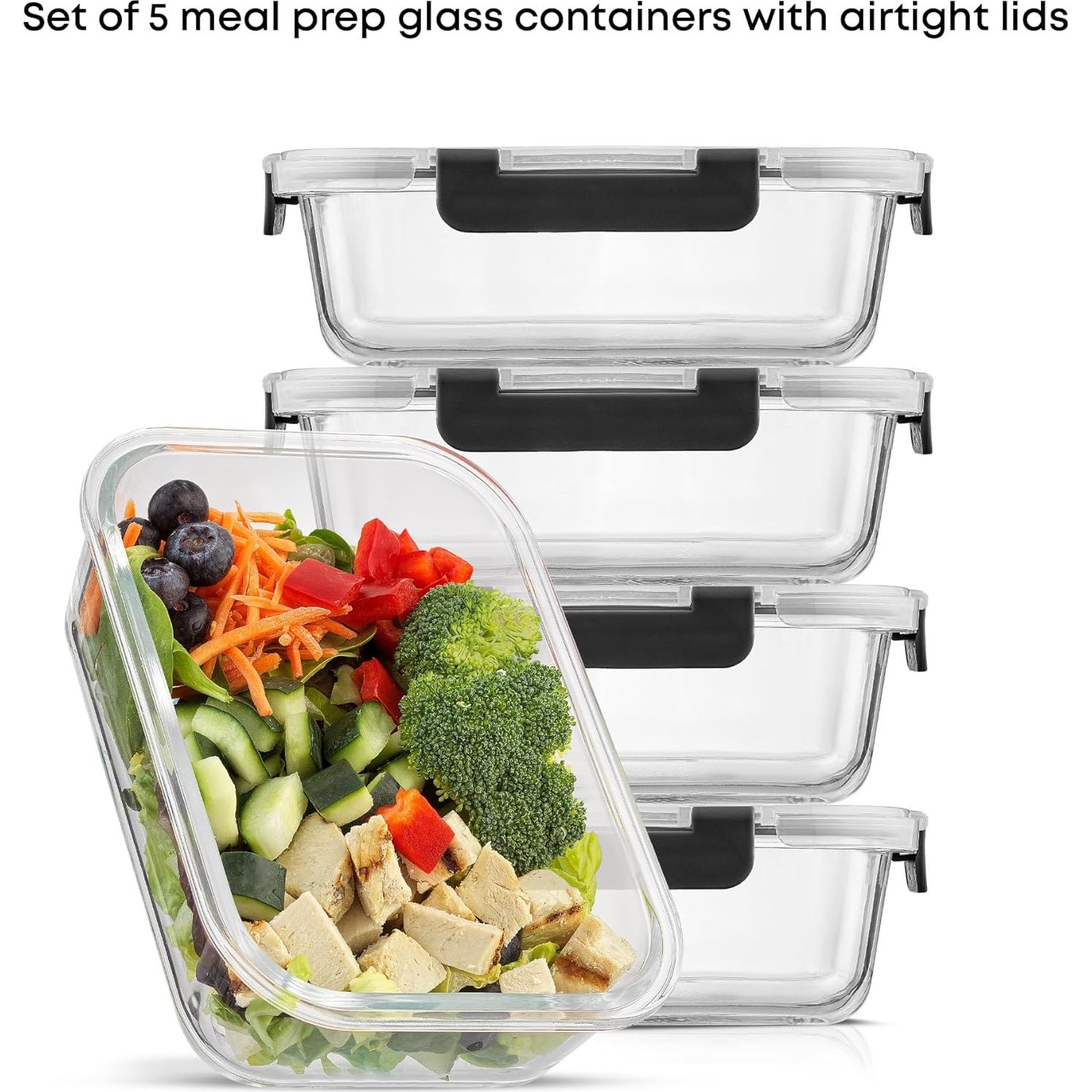 Contenedores de Almacenamiento de Alimentos JoyJolt 5 Piezas 1.04L