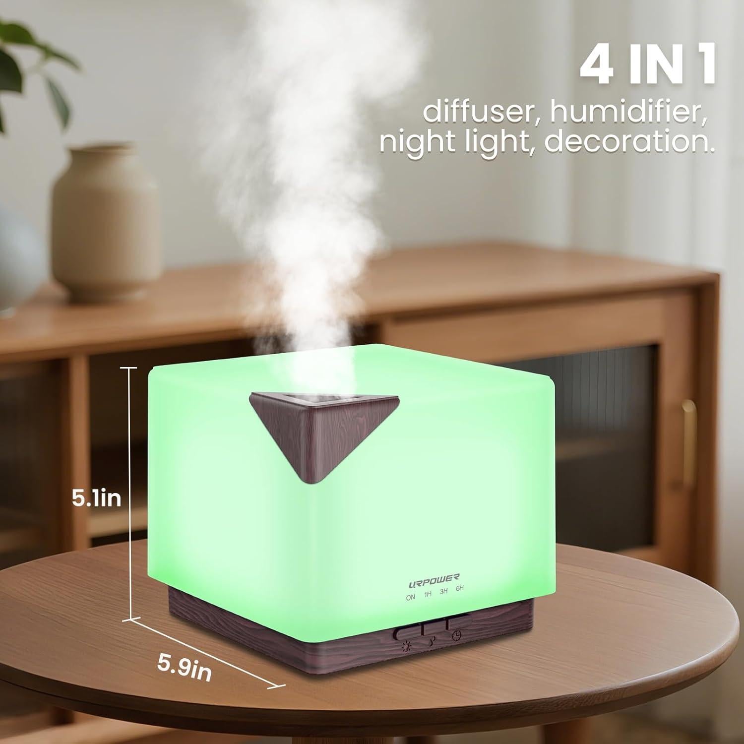 Difusor de Aceite Esencial URPOWER 700ml con Luz LED y Temporizador