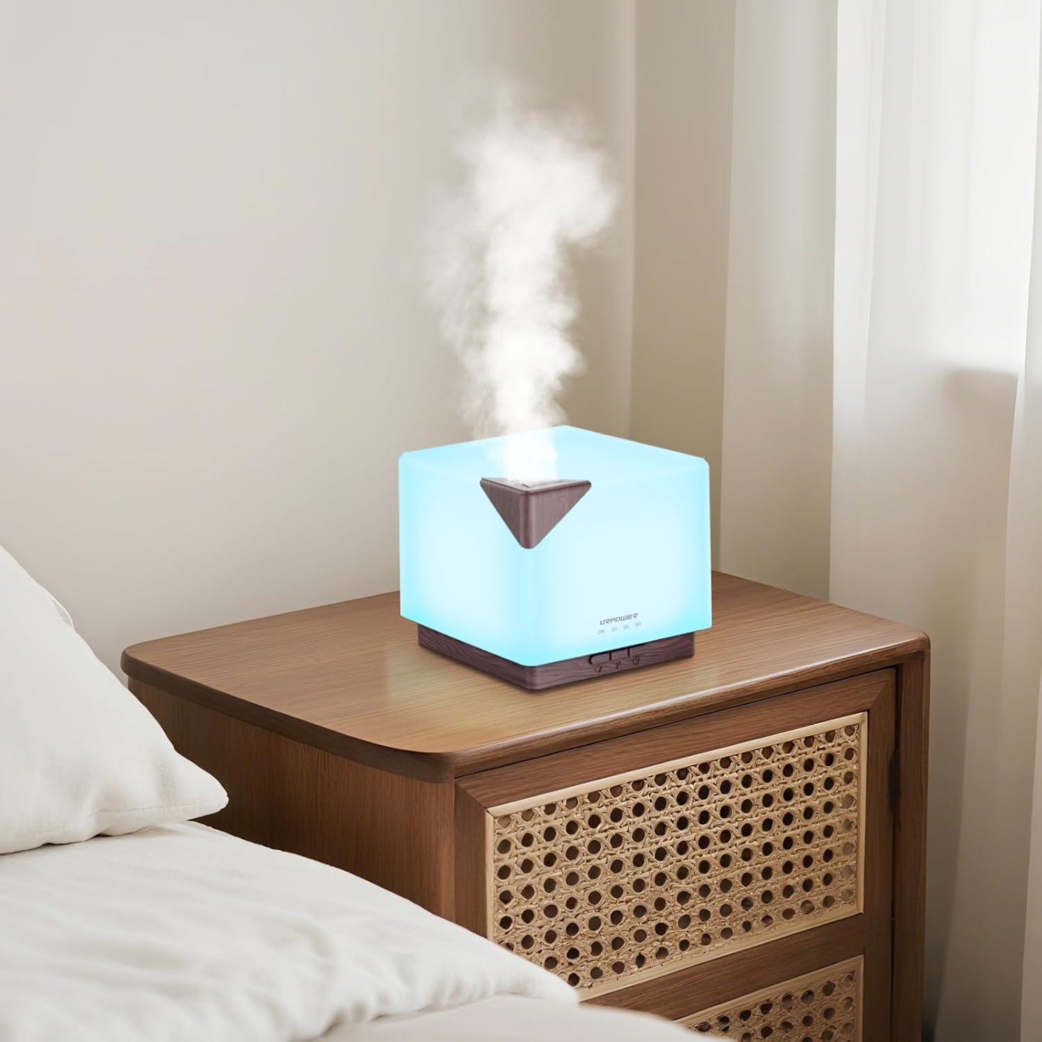 Difusor de Aceite Esencial URPOWER 700ml con Luz LED y Temporizador