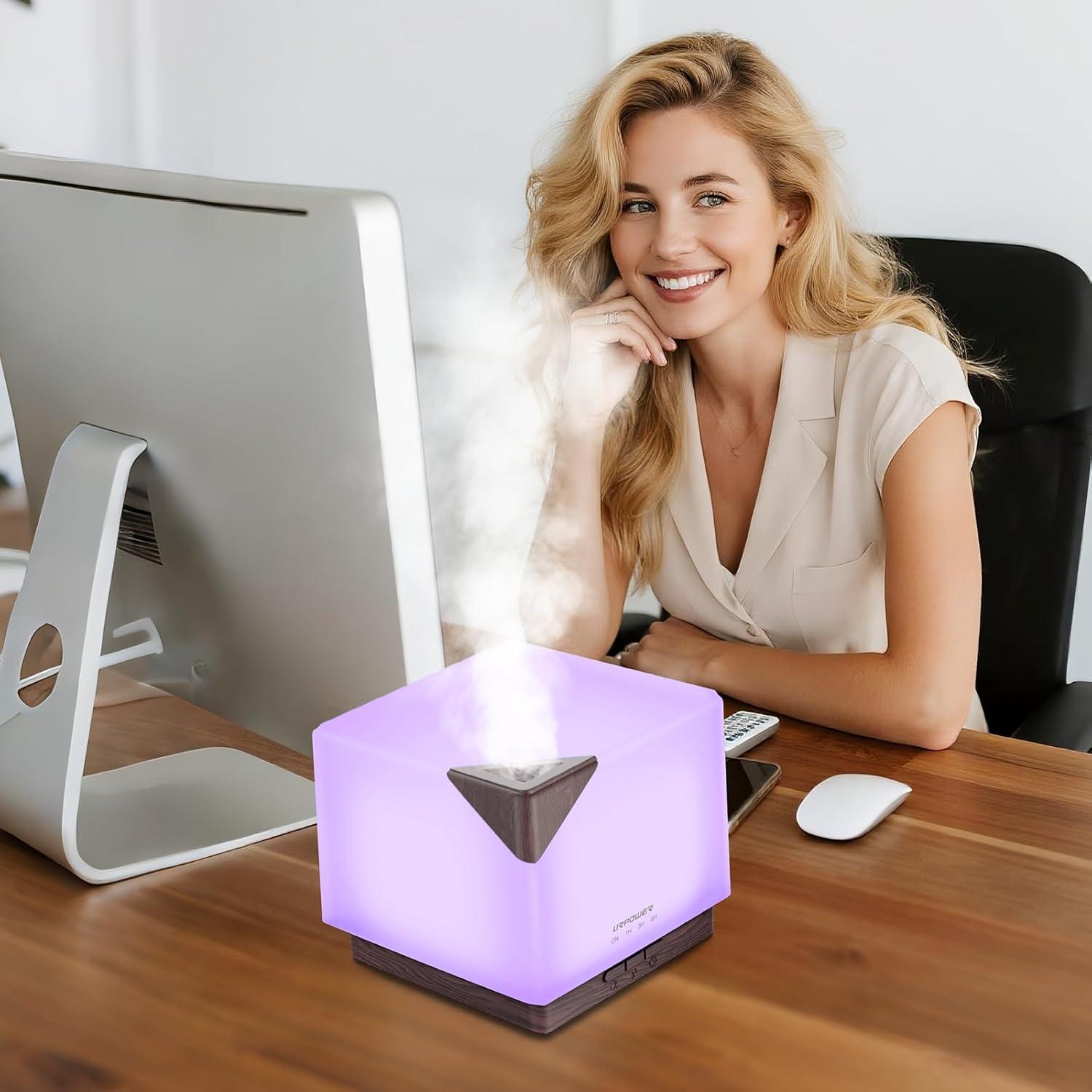 Difusor de Aceite Esencial URPOWER 700ml con Luz LED y Temporizador