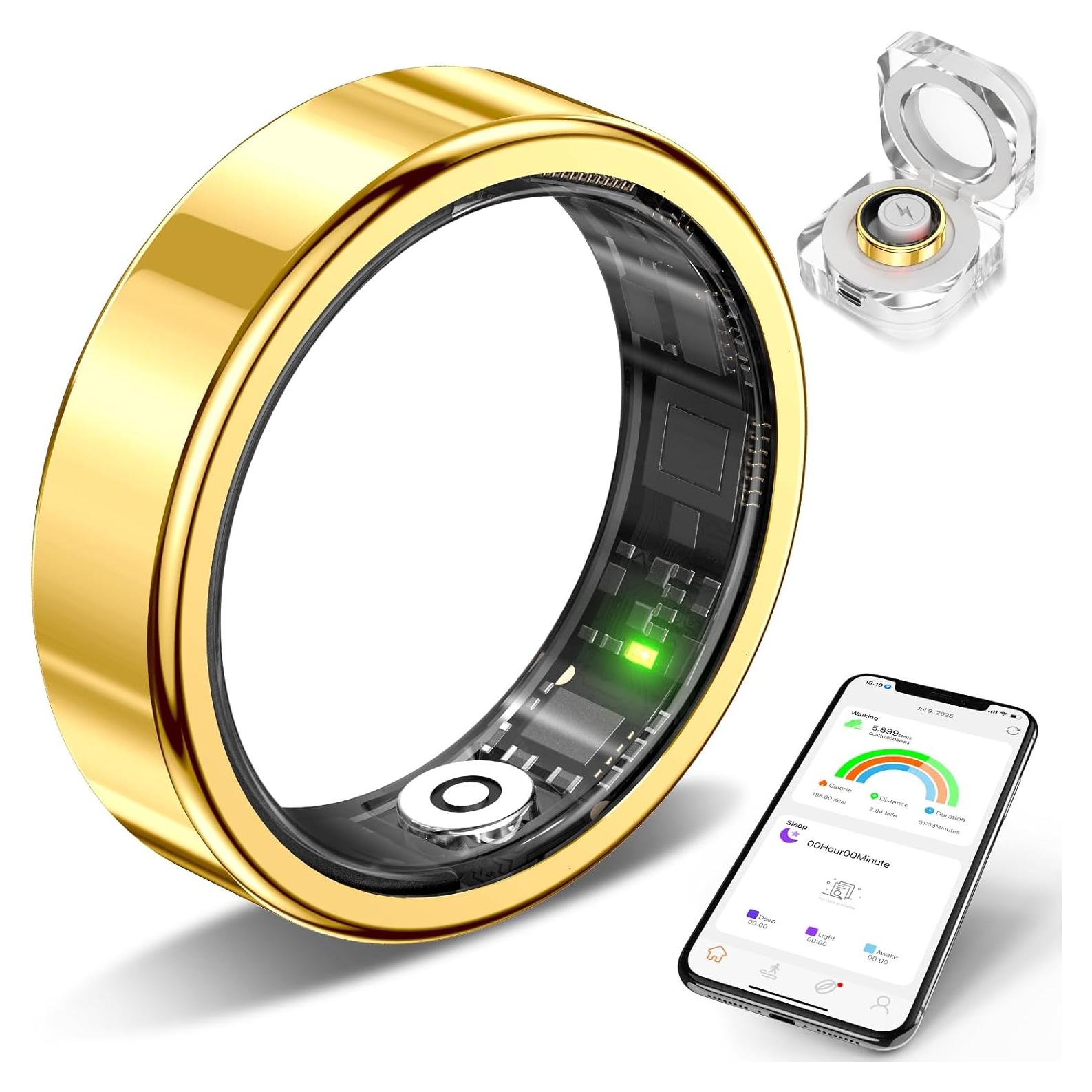 Anillo Inteligente de Salud Oro 8 - Monitoreo Sueño y Frecuencia Cardíaca