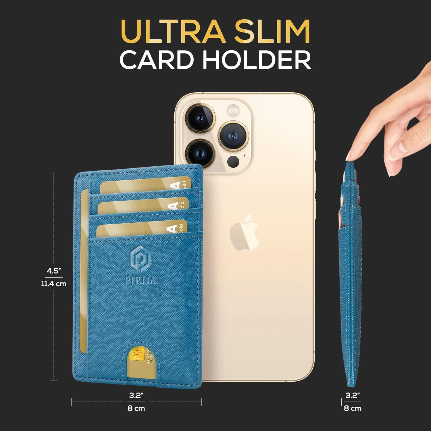 Billetera delgada PIRNA para hombres con bloqueo RFID - Azul Cielo