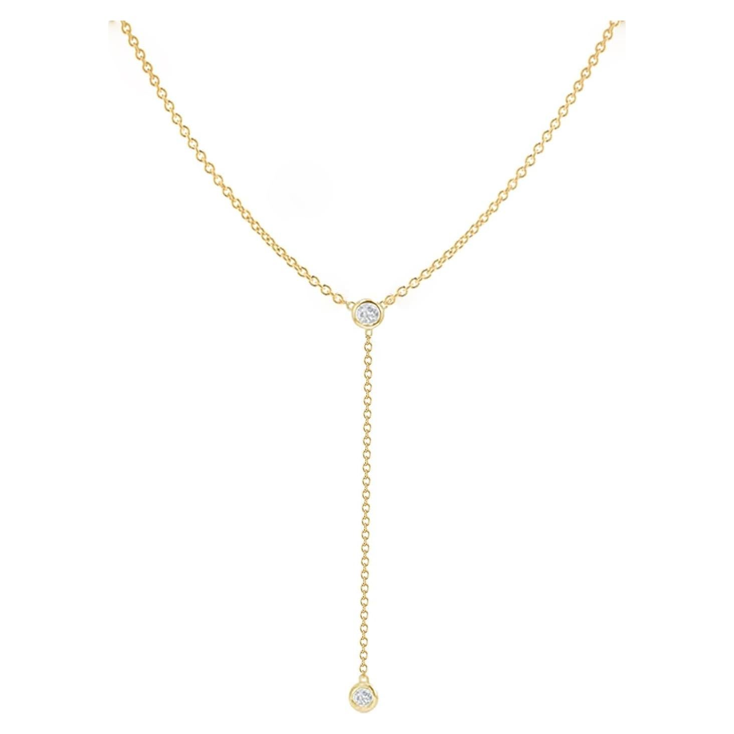 Collar Lariat de Oro 14k Fwlisesa para Mujeres 42 cm