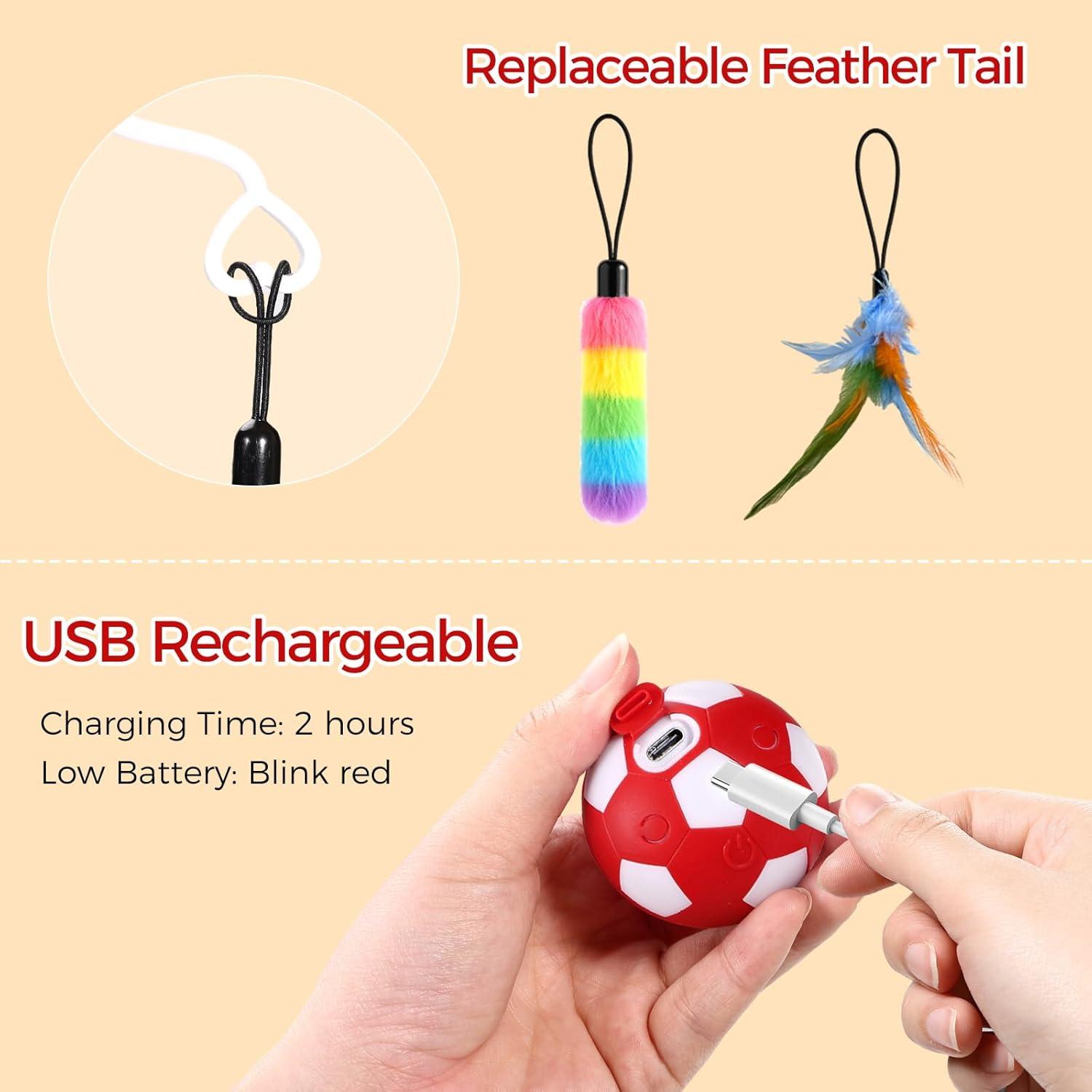 Juguete Interactivo para Gatos VIWIK Rojo, Bola Rodante Automática