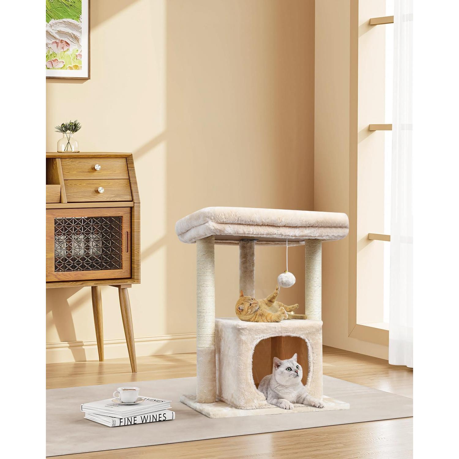 Árbol para Gatos SYANDLVY 50x40x68.6 cm Beige con Rascador