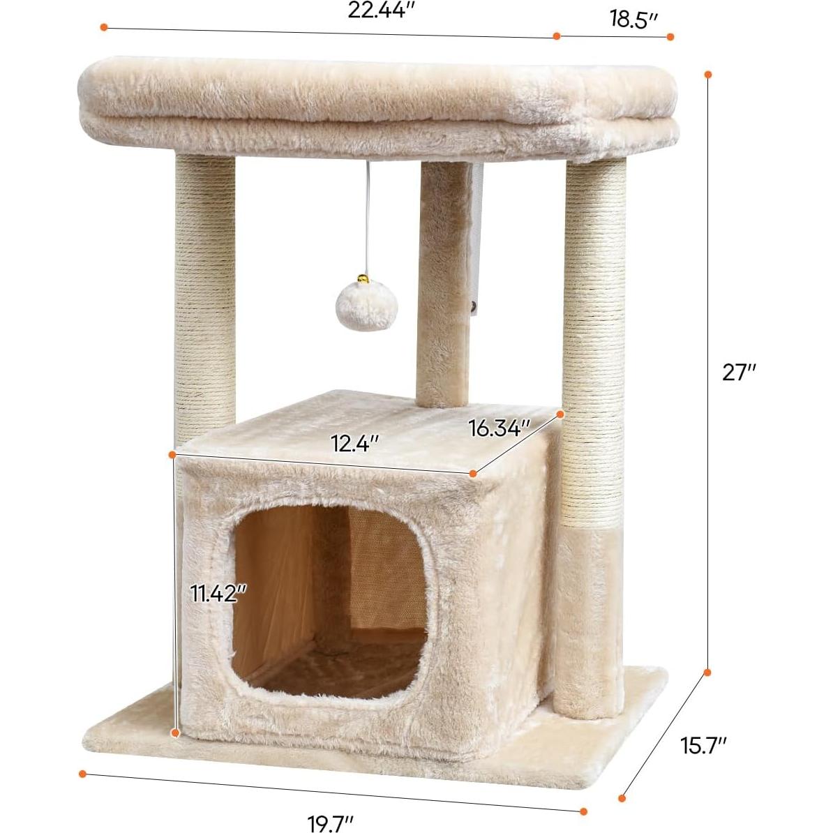 Árbol para Gatos SYANDLVY 50x40x68.6 cm Beige con Rascador