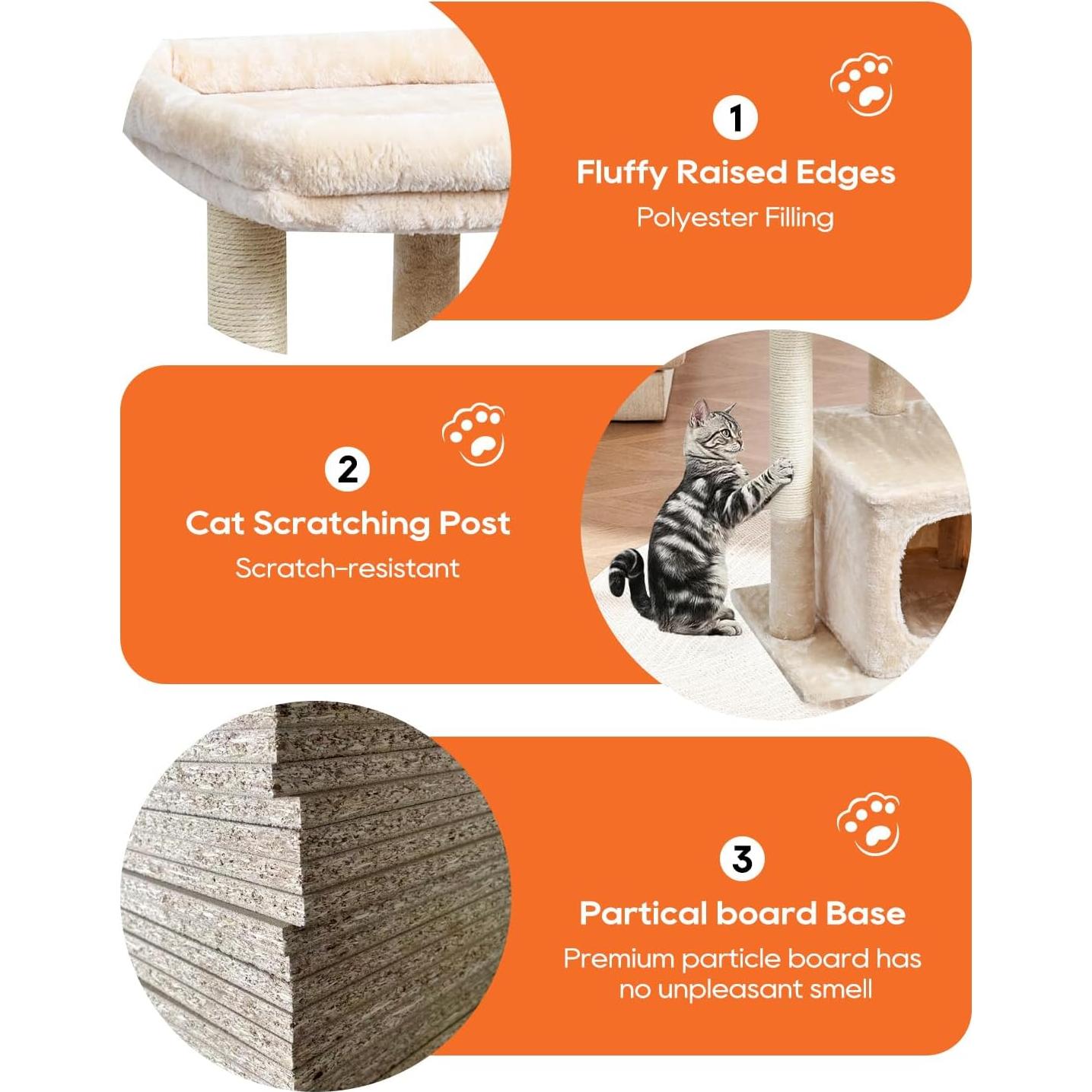 Árbol para Gatos SYANDLVY 50x40x68.6 cm Beige con Rascador