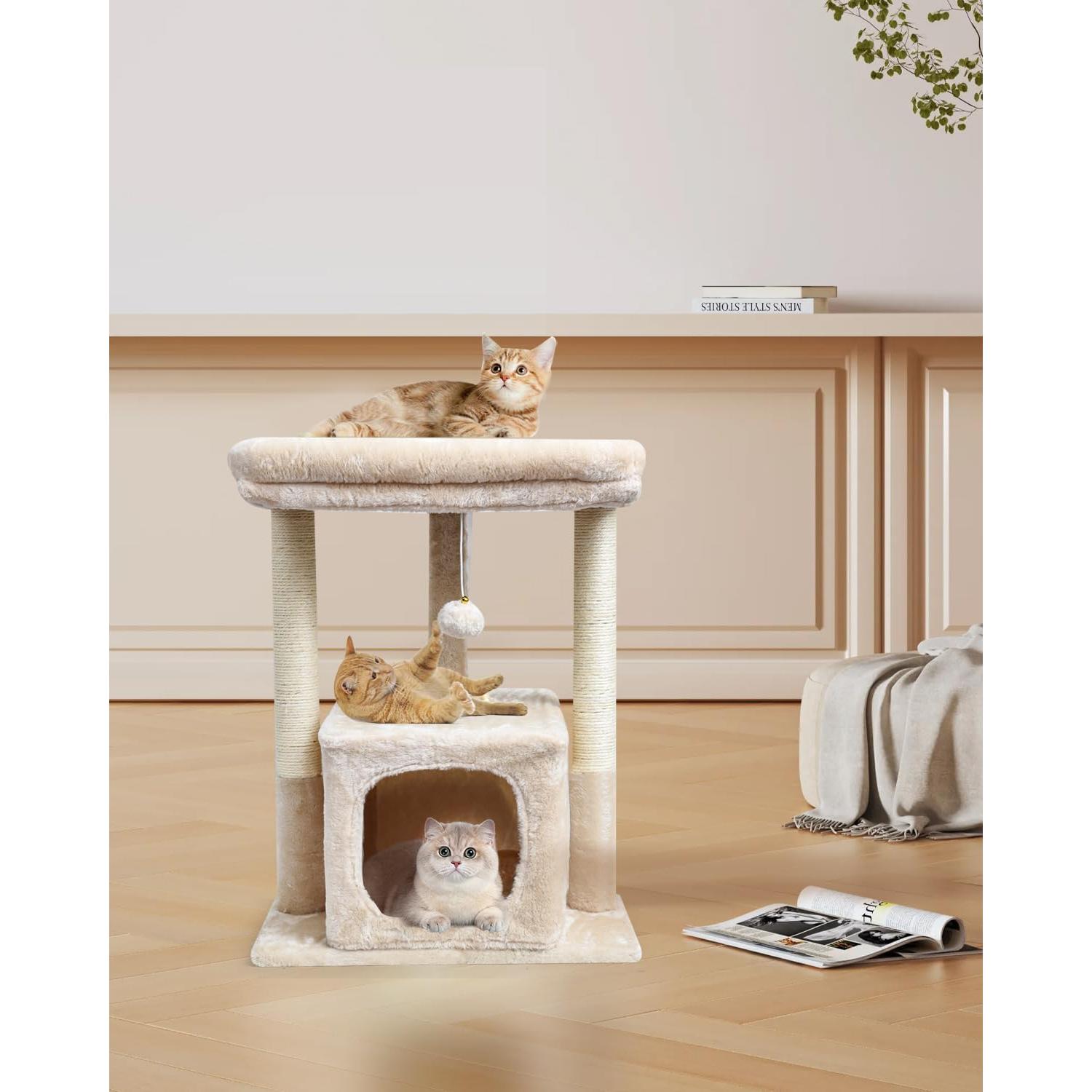 Árbol para Gatos SYANDLVY 50x40x68.6 cm Beige con Rascador