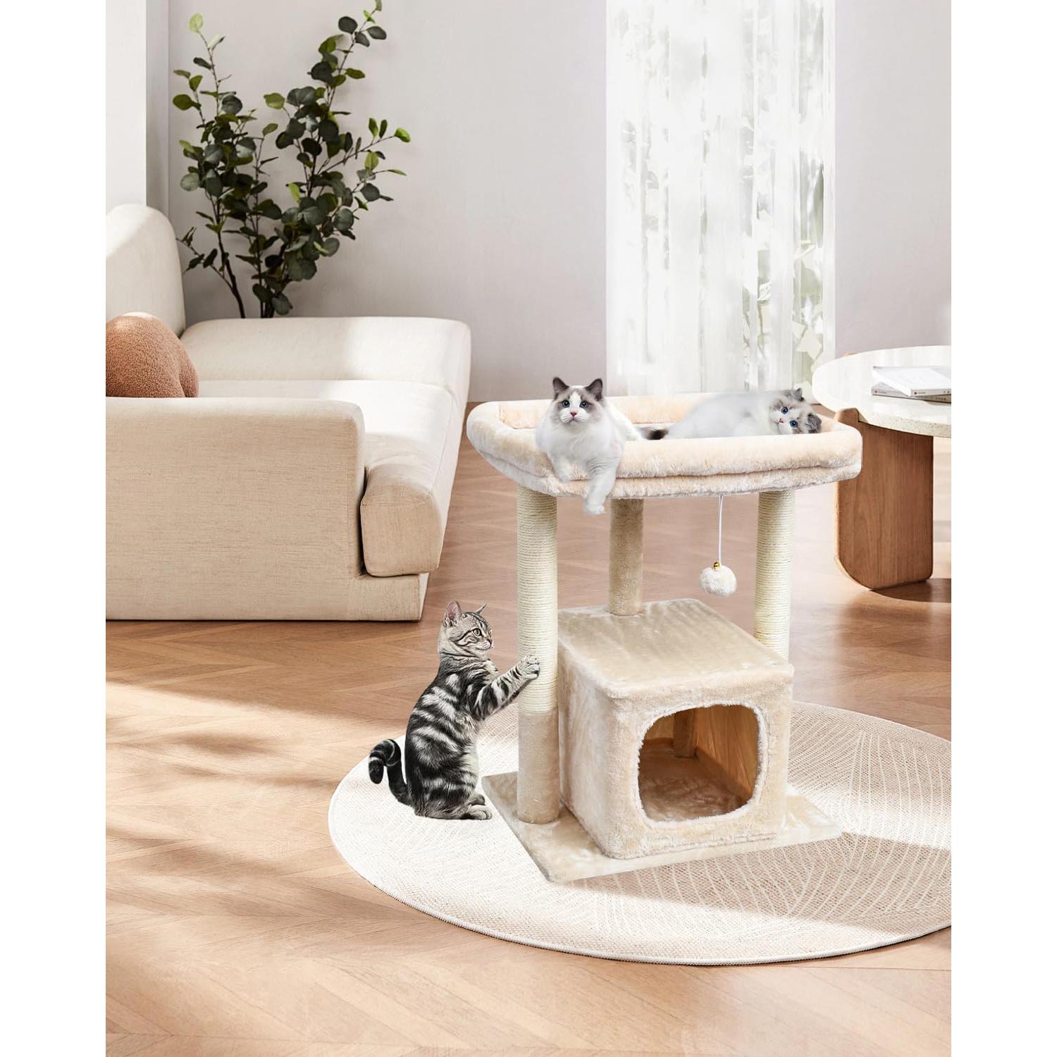 Árbol para Gatos SYANDLVY 50x40x68.6 cm Beige con Rascador