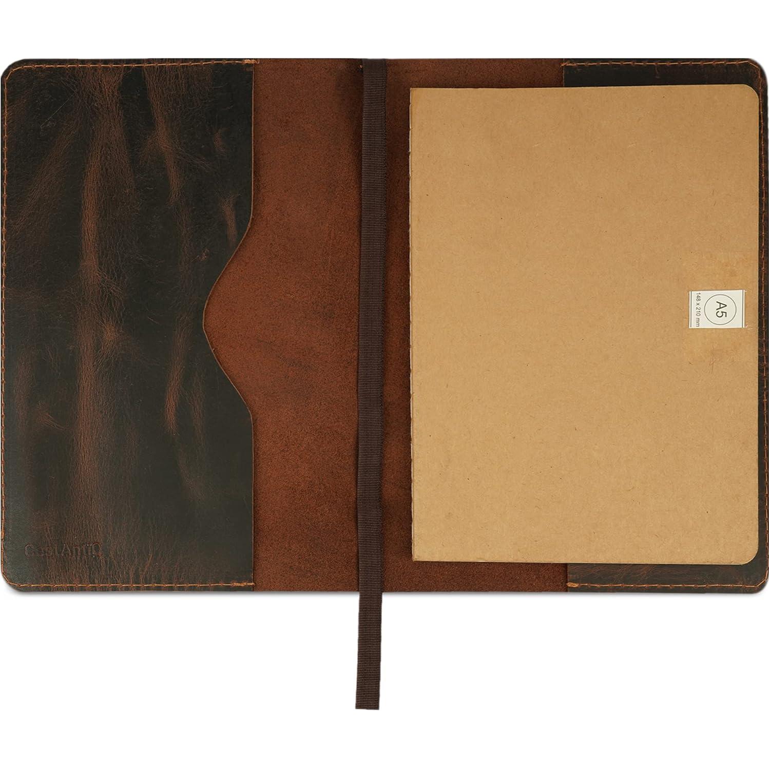 Cubierta de Diario de Cuero A5 TheAntiq Marrón Hecha a Mano