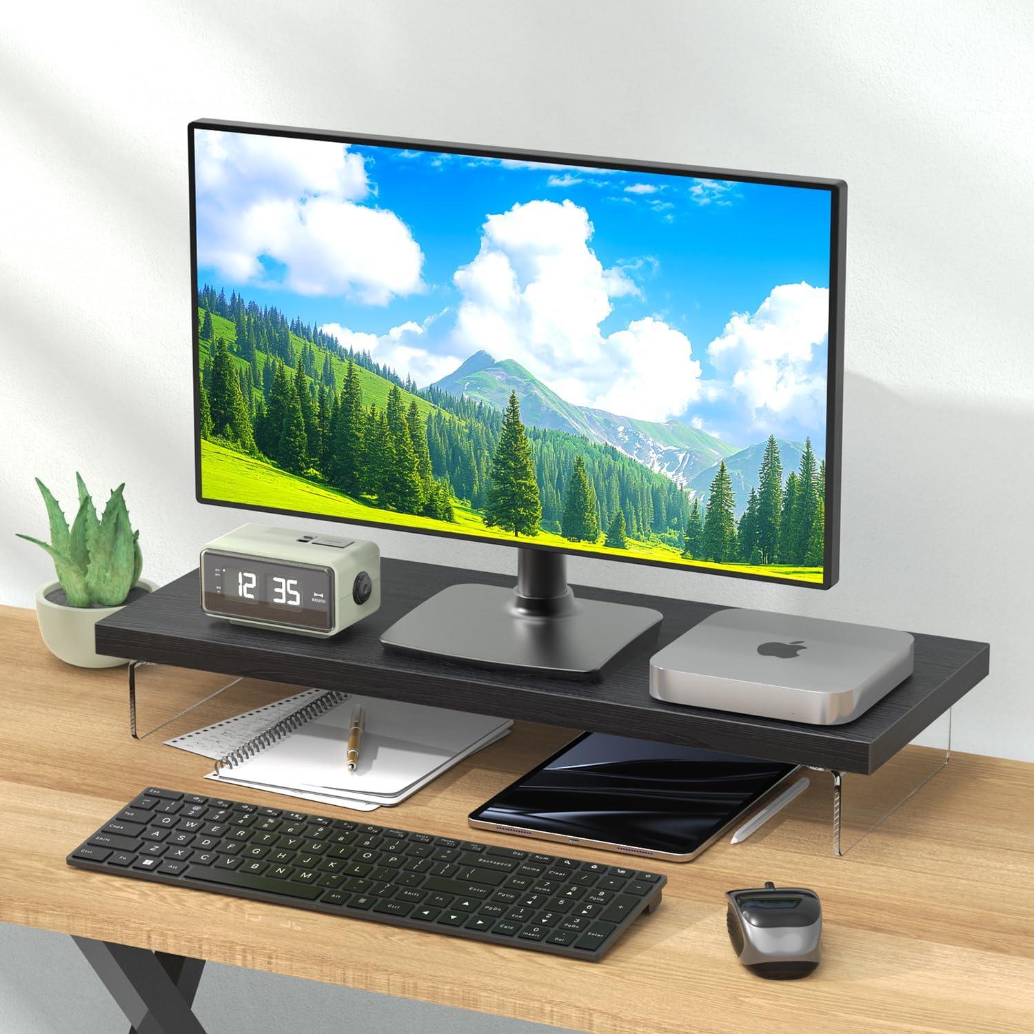 Soporte para Monitor SSWOOD de Madera y Acrílico 63.5x25.4cm