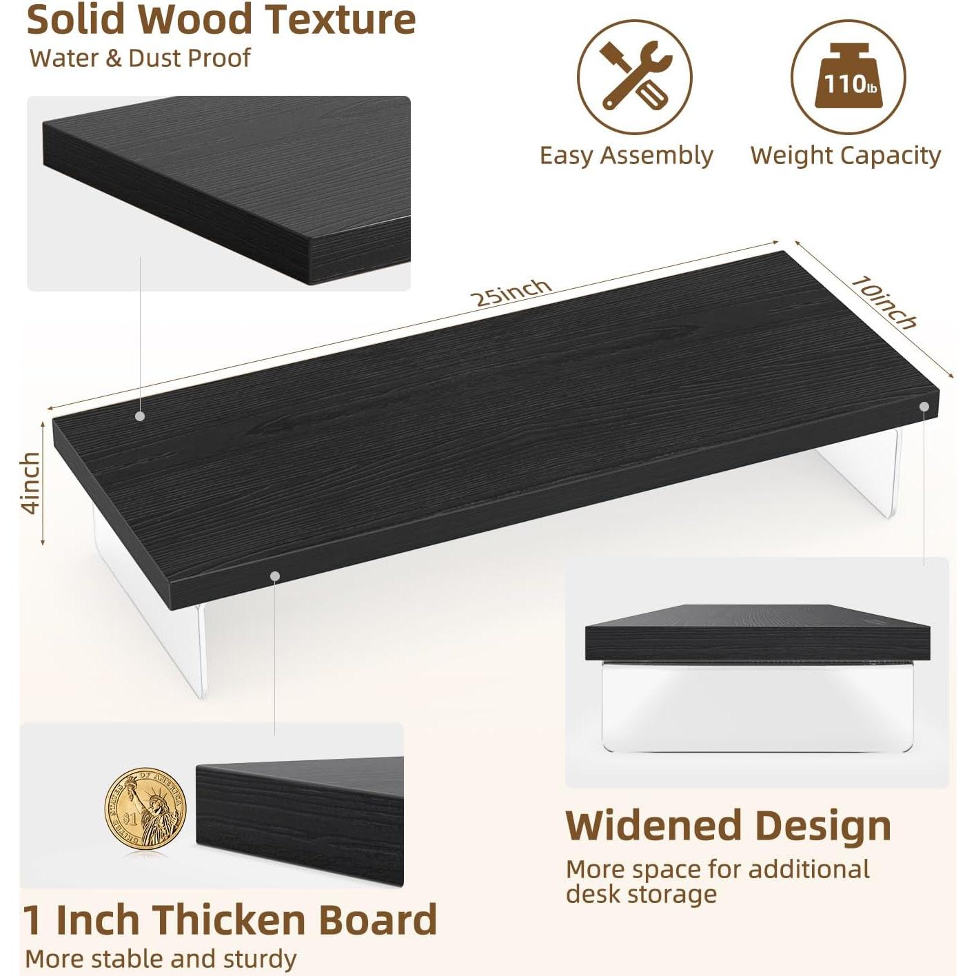 Soporte para Monitor SSWOOD de Madera y Acrílico 63.5x25.4cm